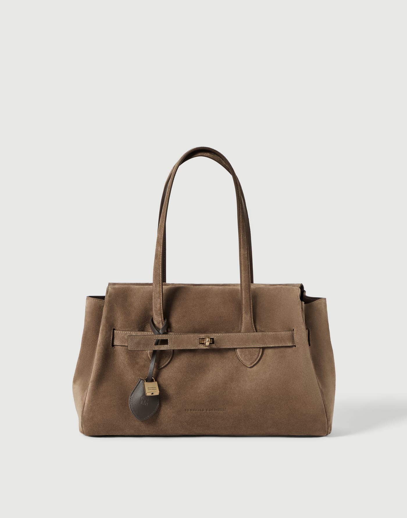 Borsa Shoulder Explorer in camoscio Corteccia Donna - Brunello Cucinelli