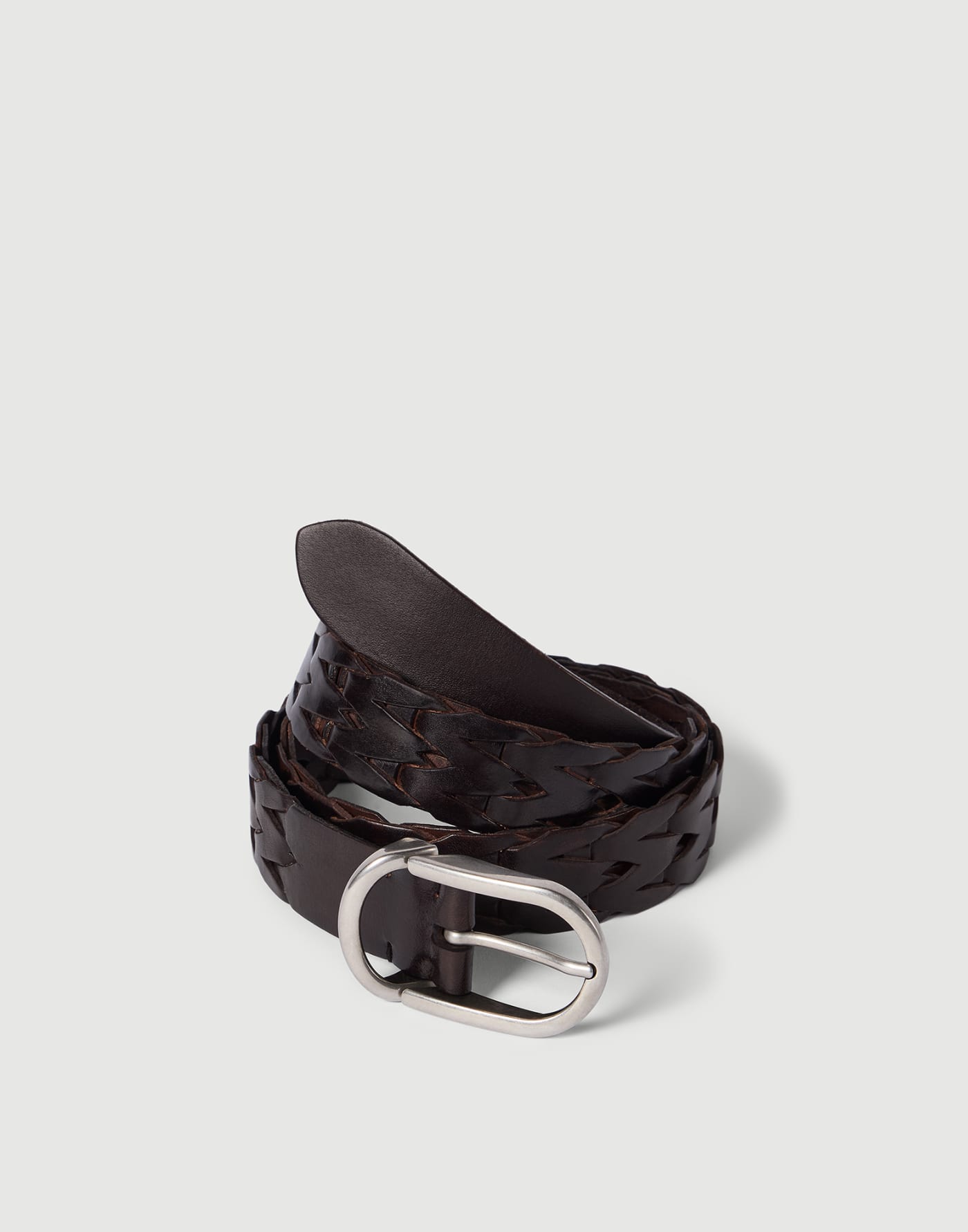 ウーブンレザー ベルト ダークブラウン メンズ - Brunello Cucinelli