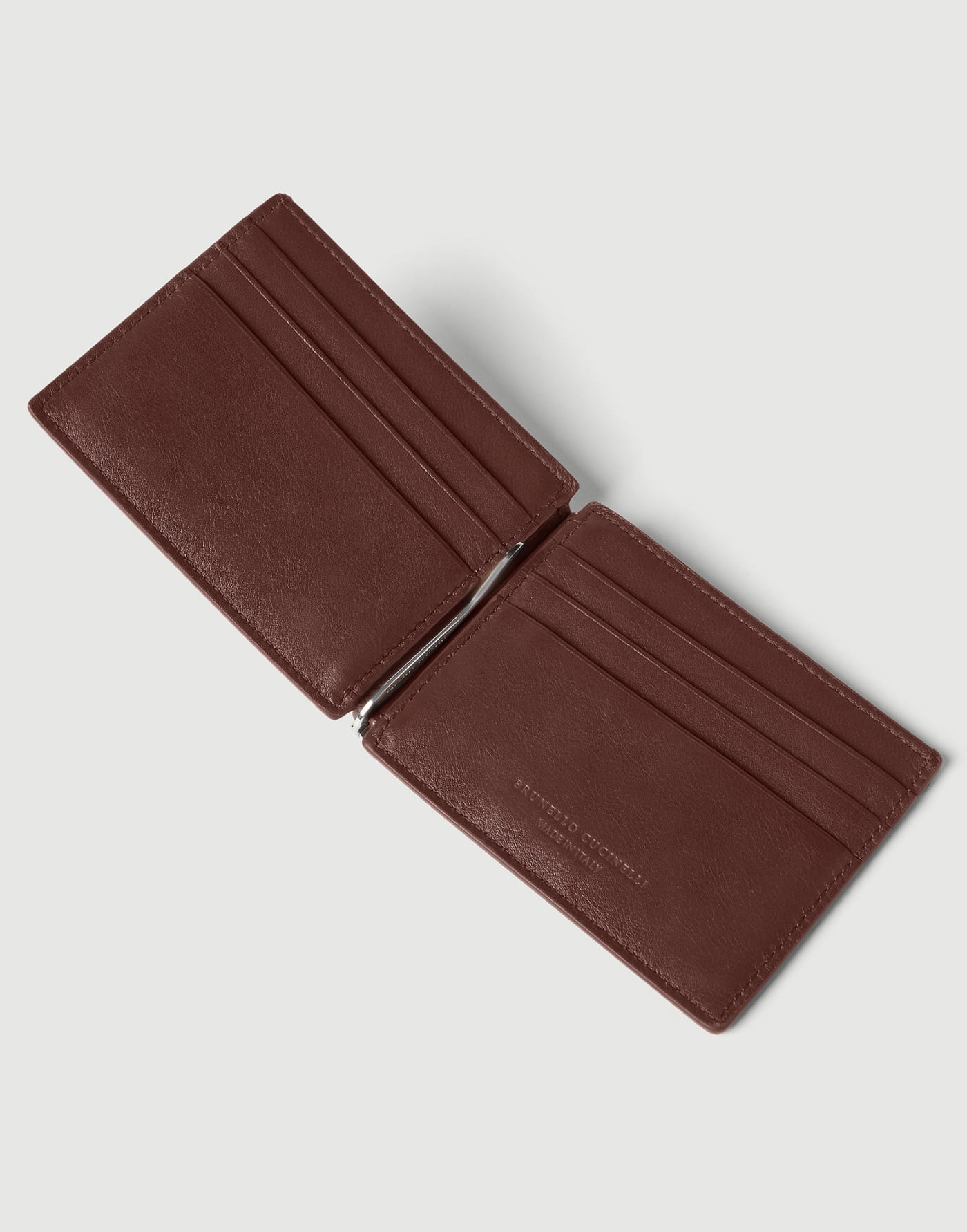 Кошелек из кожи с зажимом Коричневый Мужчина - Brunello Cucinelli