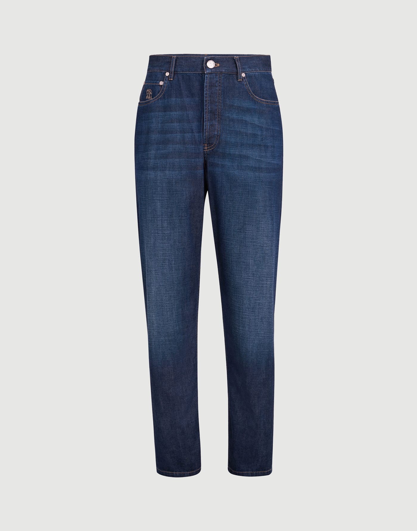 Iconic fit five-pocket trousers Dark Denim Man - Brunello Cucinelli