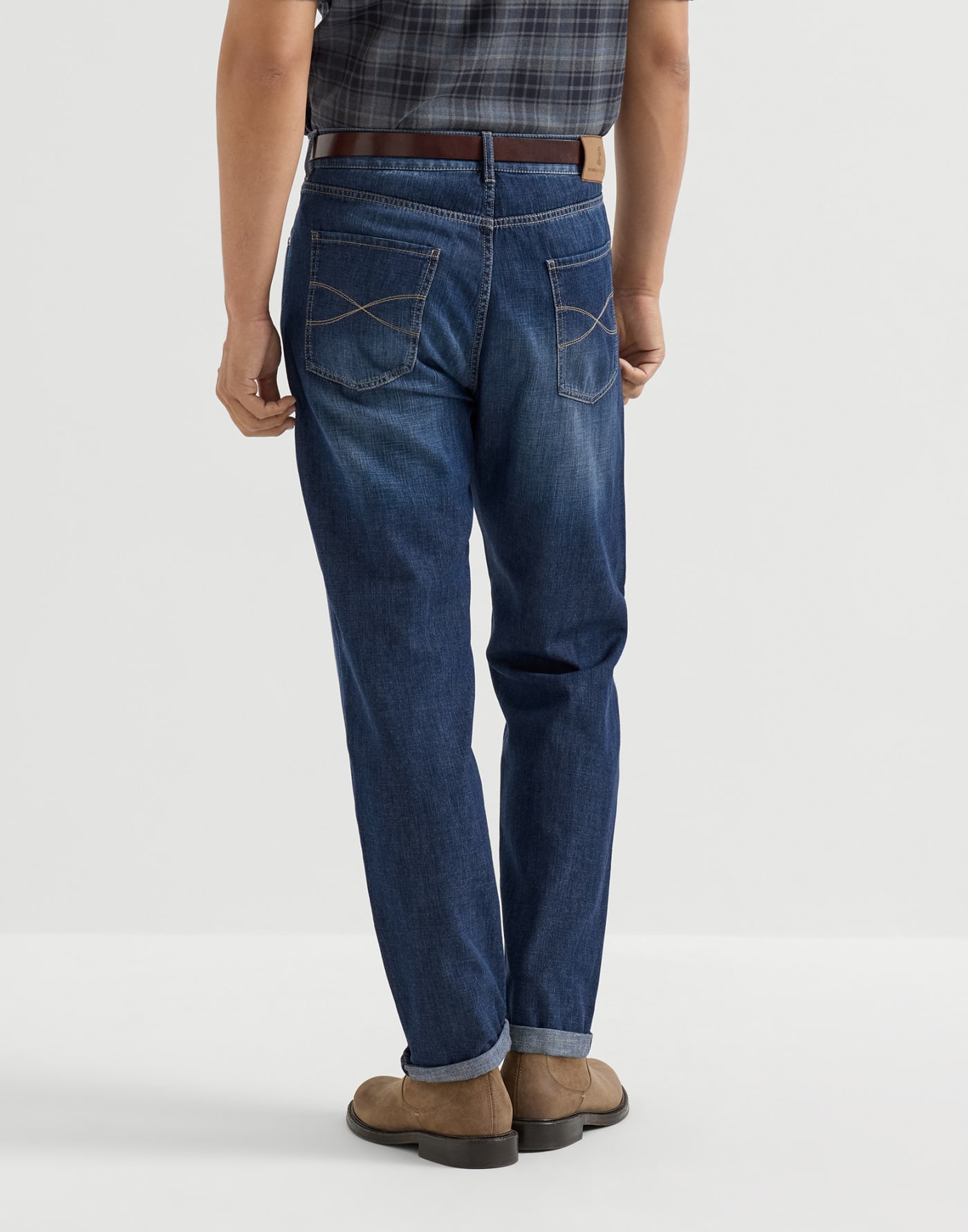 Iconic fit five-pocket trousers Dark Denim Man - Brunello Cucinelli
