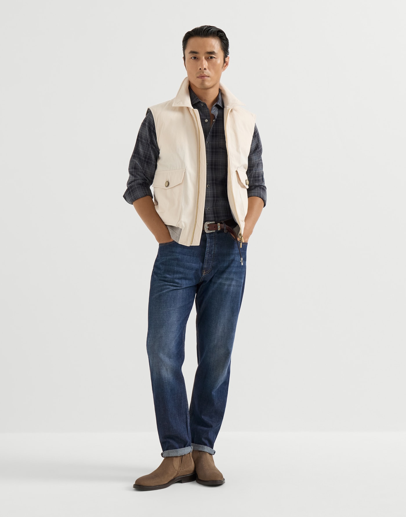 Iconic fit five-pocket trousers Dark Denim Man - Brunello Cucinelli