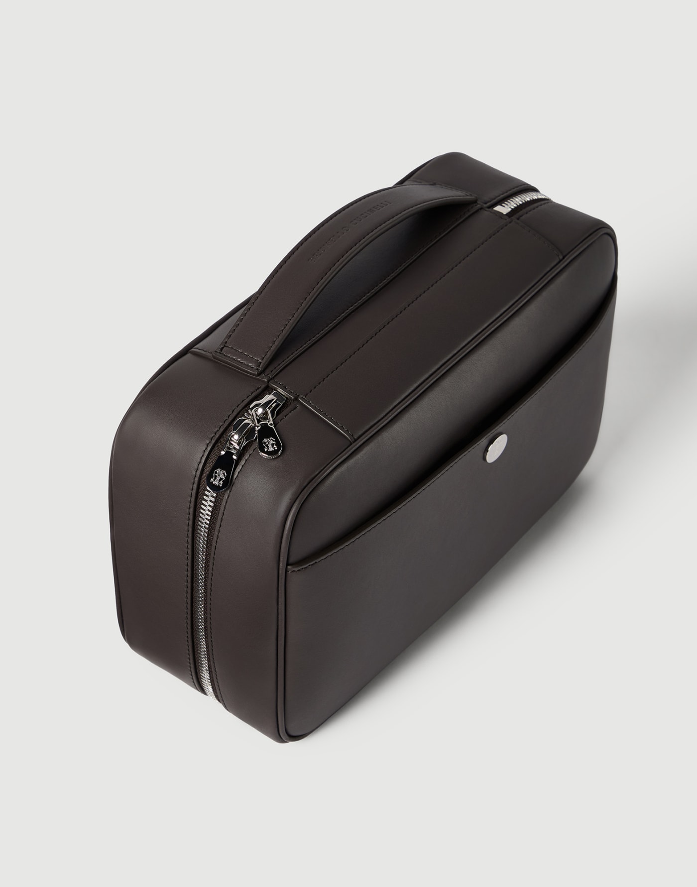 Smooth calfskin travel beauty case Rust Brown Man - Brunello Cucinelli