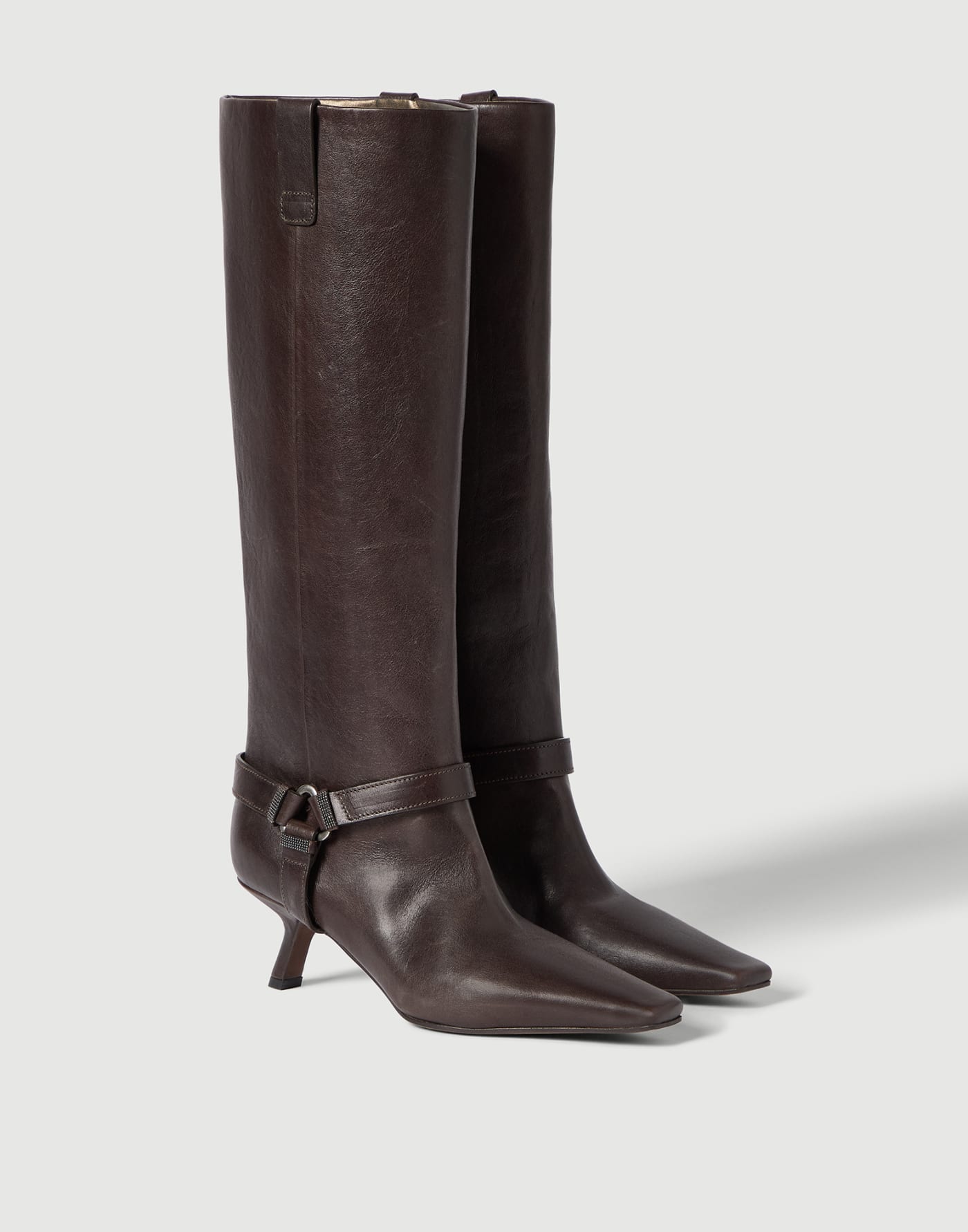 Leather Boot City Rust Brown Woman - Brunello Cucinelli