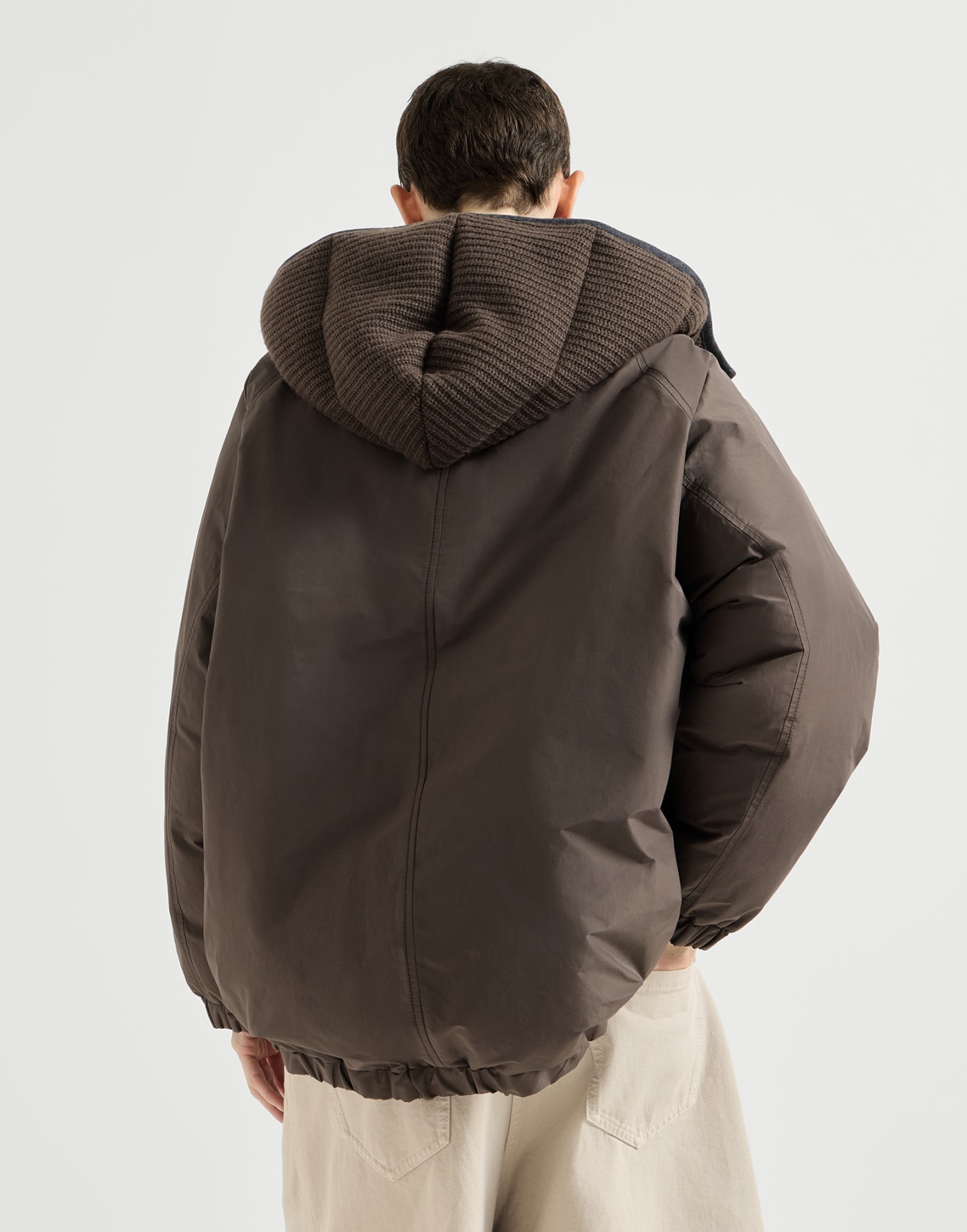 Hooded taffeta outerwear jacket Brown Woman - Brunello Cucinelli