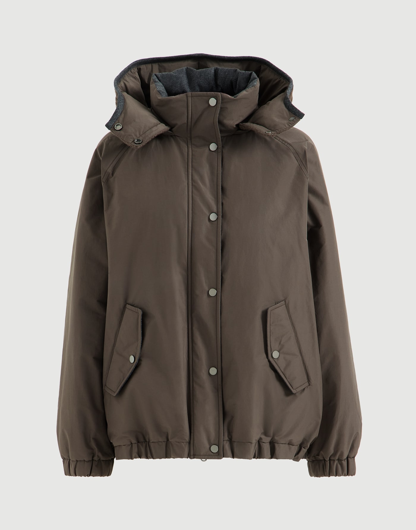 Hooded taffeta outerwear jacket Brown Woman - Brunello Cucinelli