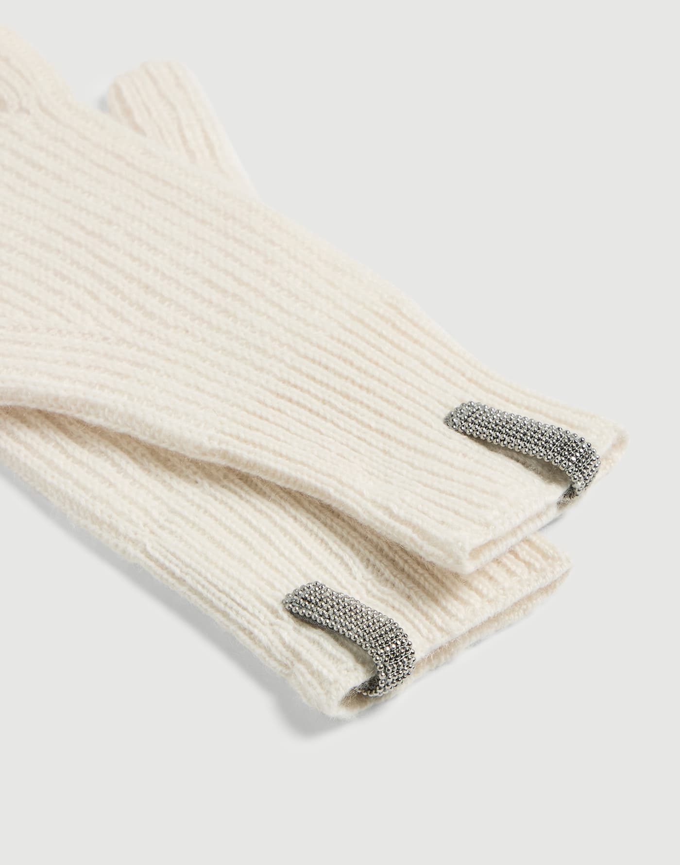 Handschuhe aus Kaschmir mit Monili Creme Mädchen - Brunello Cucinelli