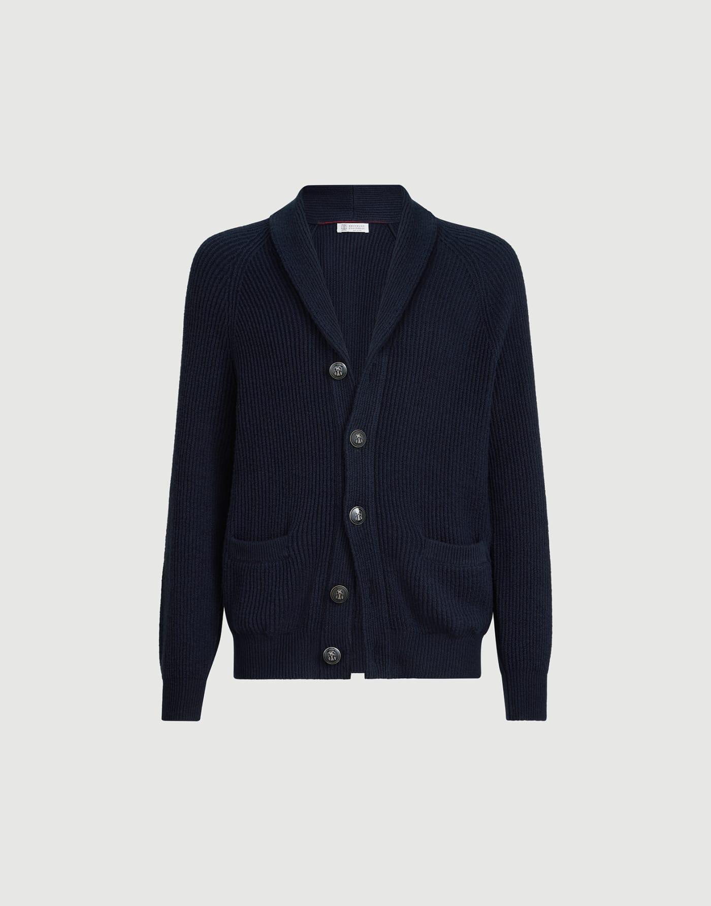 Malfilé cotton cardigan Navy Blue Man - Brunello Cucinelli