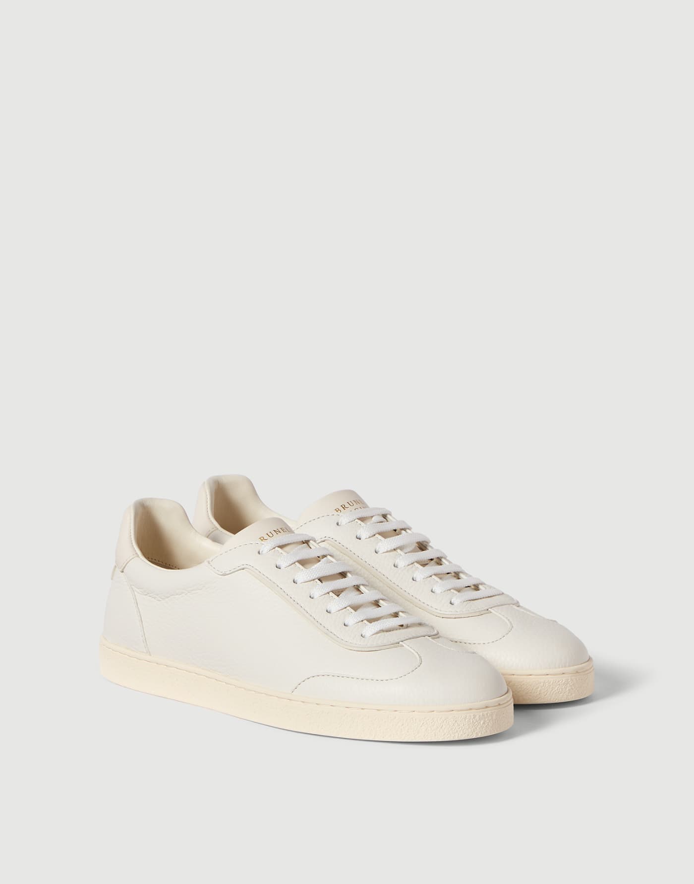 Grained deerskin sneakers Chalk Man - Brunello Cucinelli