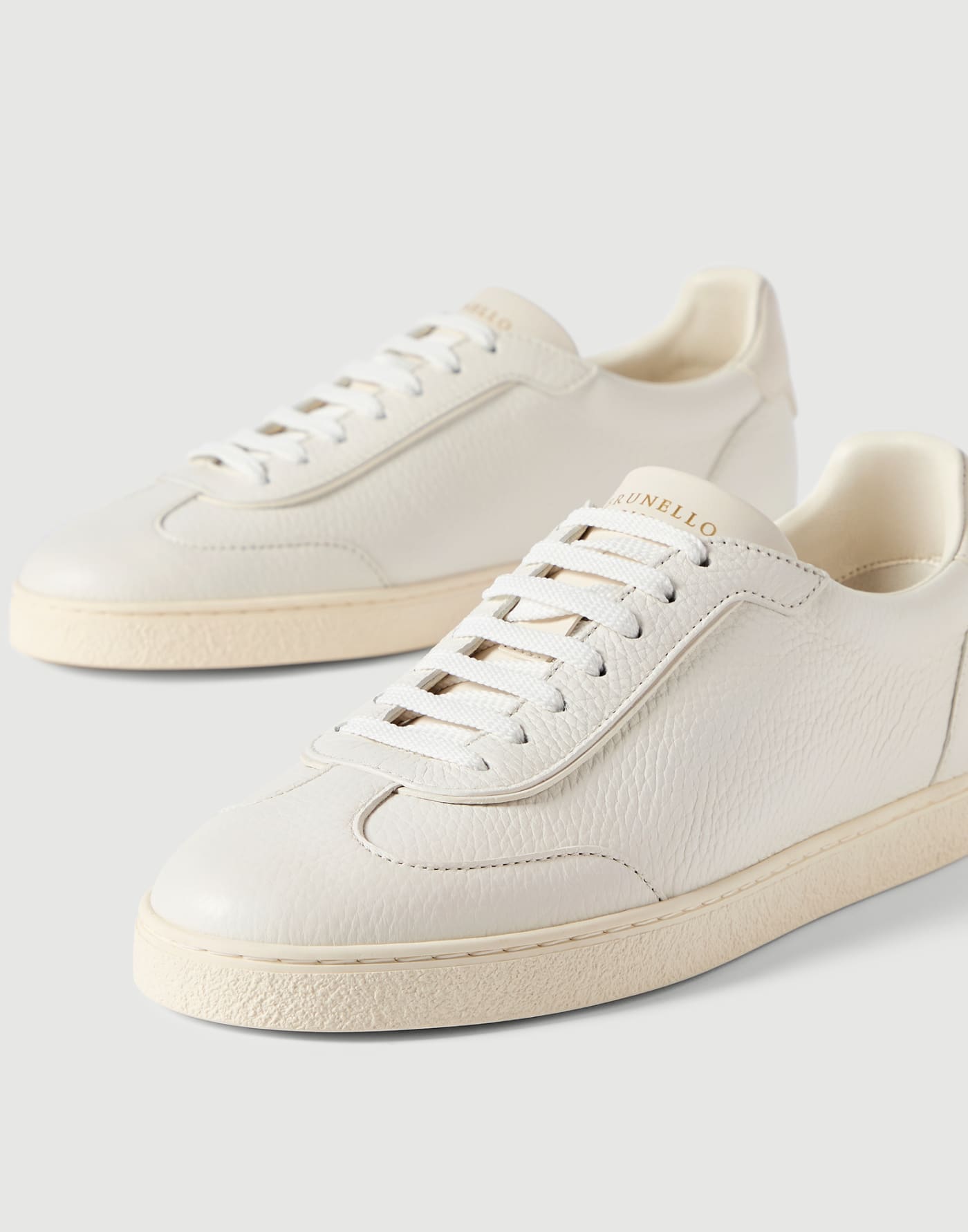 Grained deerskin sneakers Chalk Man - Brunello Cucinelli