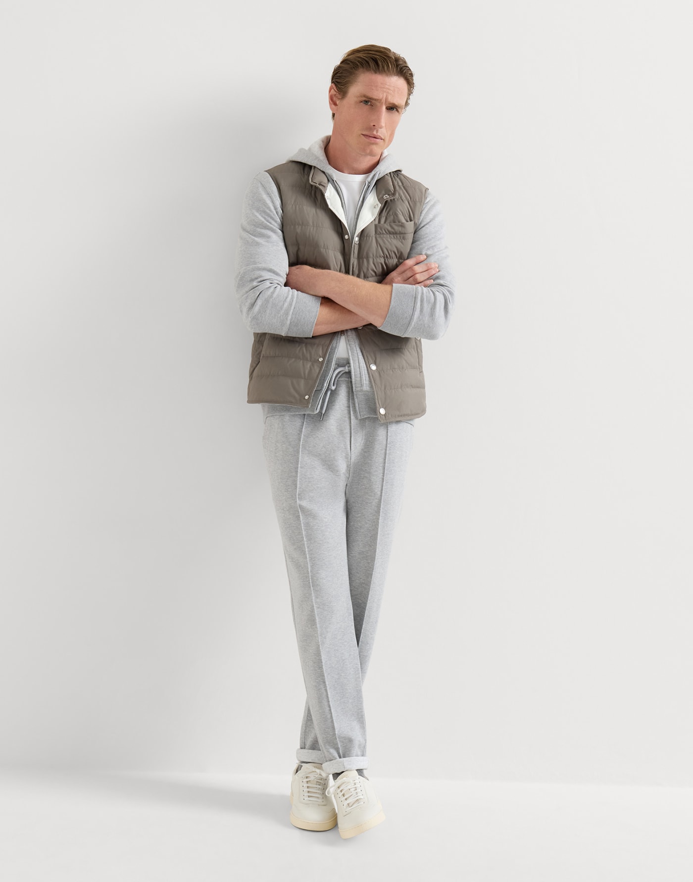 Grained deerskin sneakers Chalk Man - Brunello Cucinelli