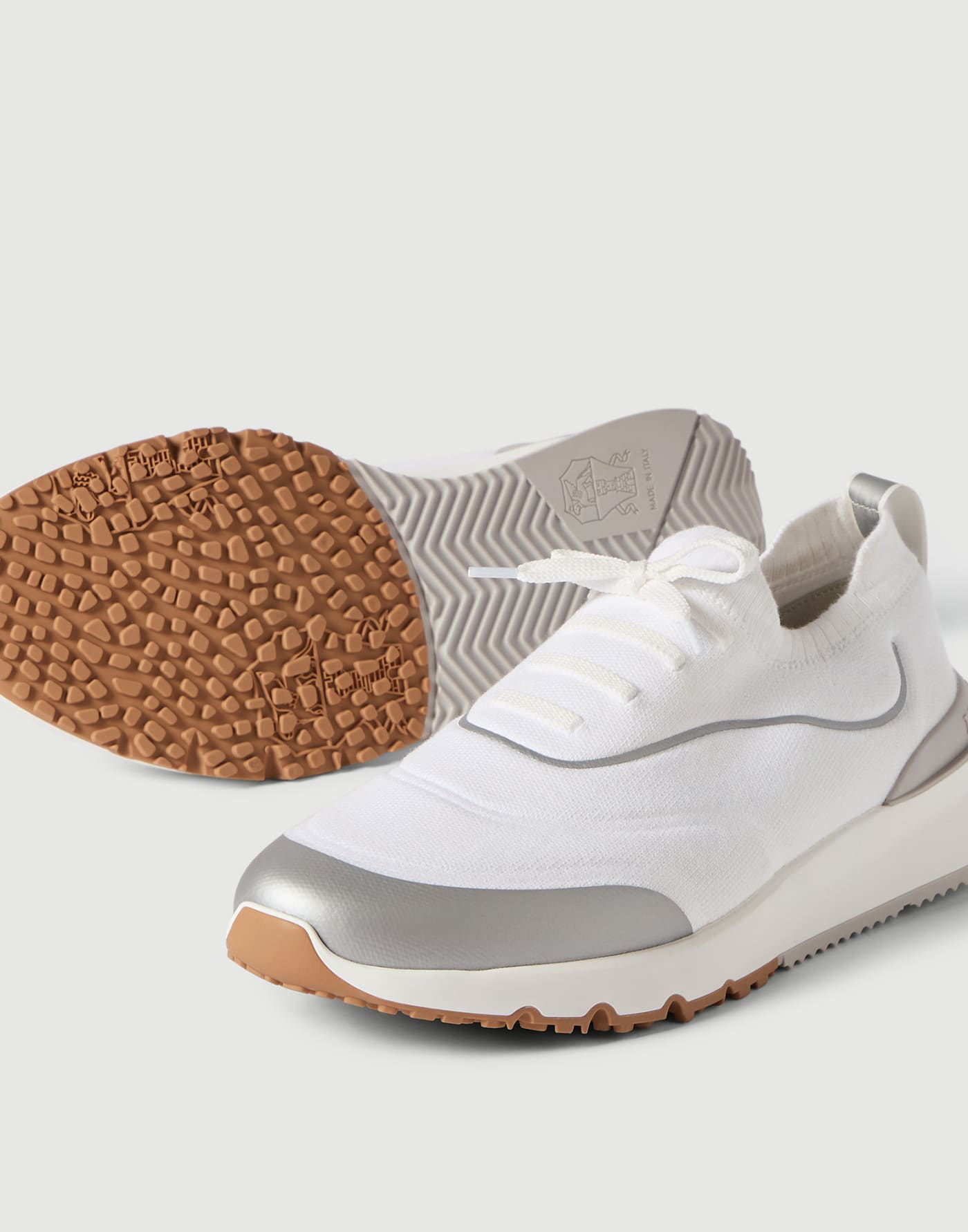 Knit runners with heat-bonded details White Man - Brunello Cucinelli