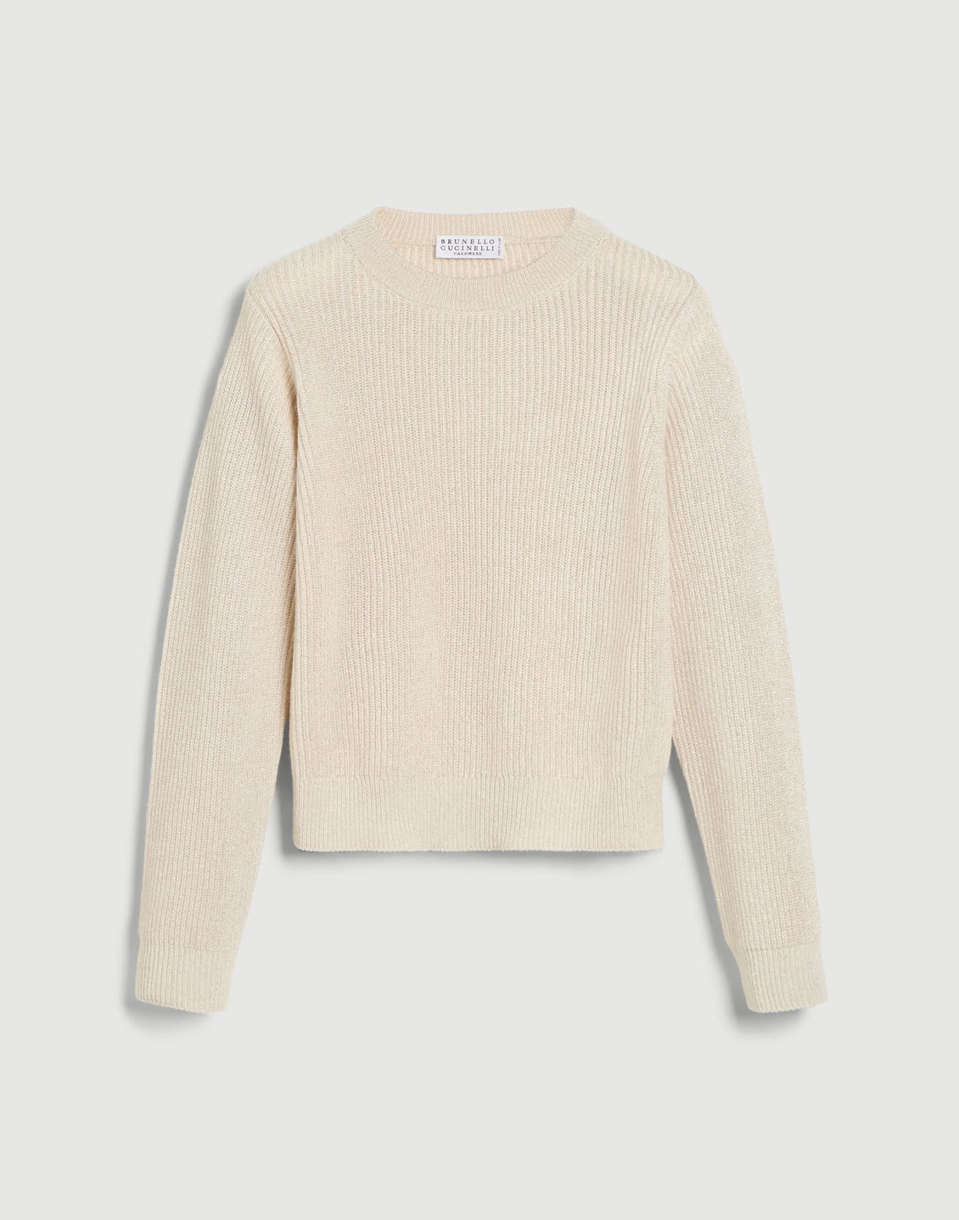 Cashmere English rib sweater Beige Girls - Brunello Cucinelli