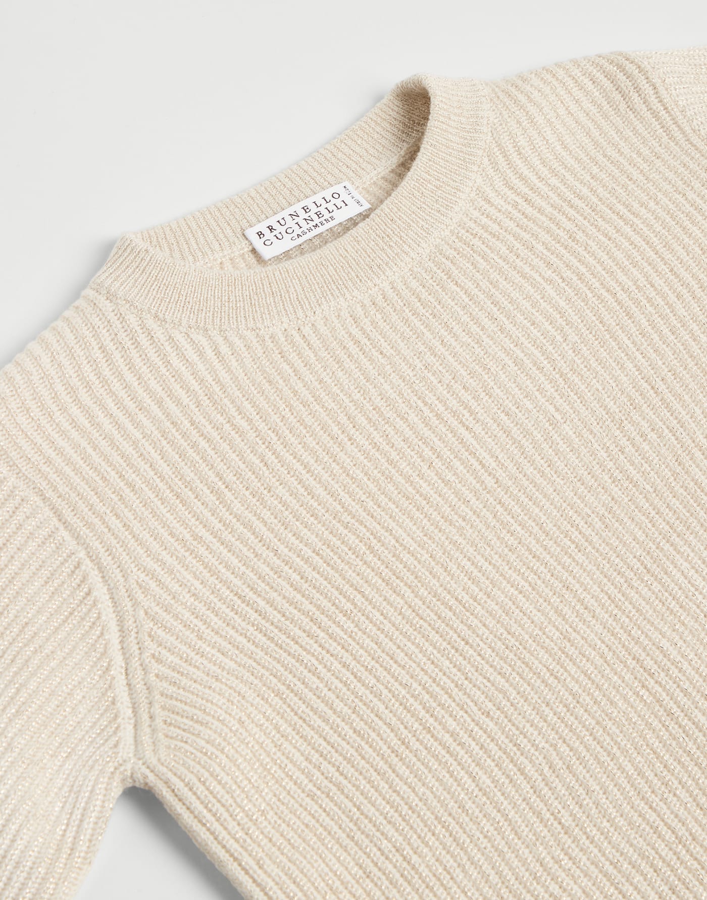 Cashmere English rib sweater Beige Girls - Brunello Cucinelli
