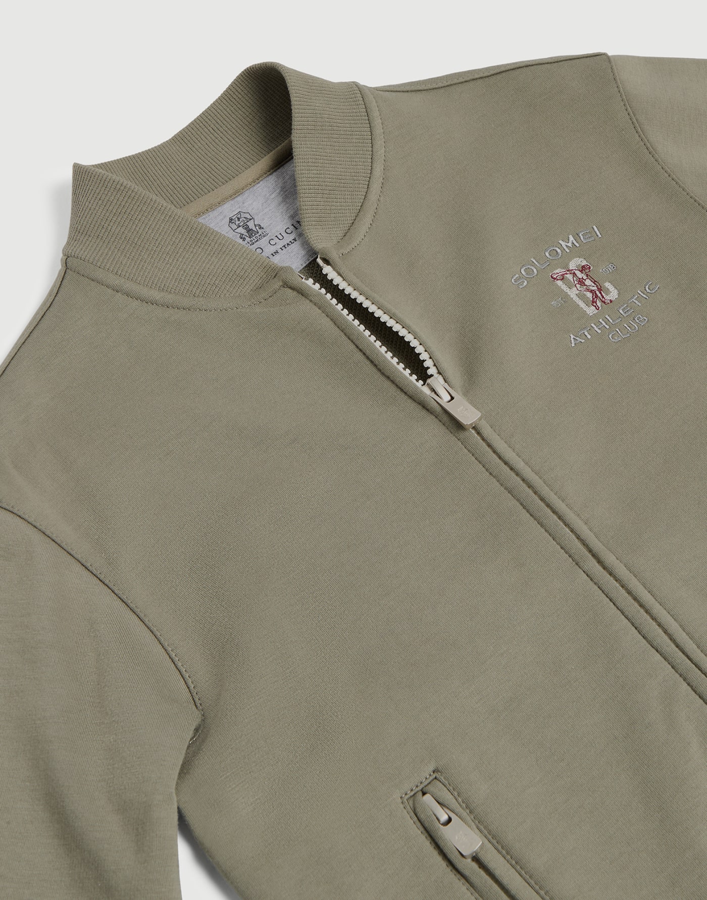 Techno cotton French terry sweatshirt Khaki Boys - Brunello Cucinelli