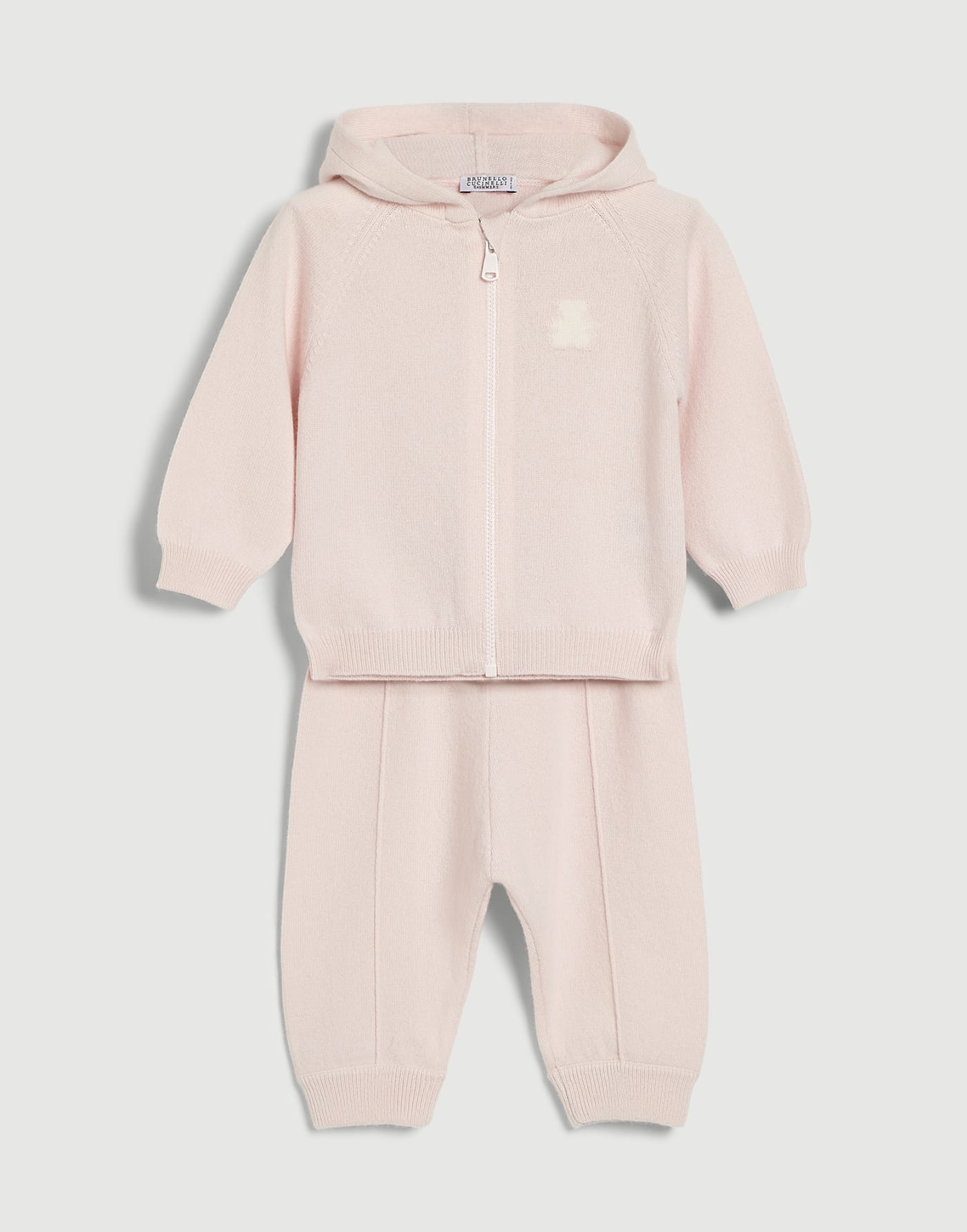 Baby Bernie knit coordinated set Pink Baby - Brunello Cucinelli