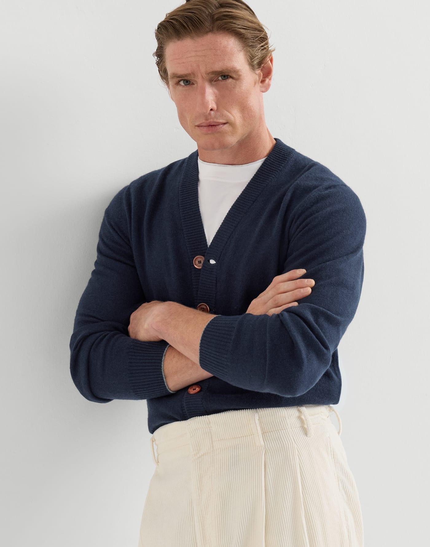 Cashmere cardigan Navy Blue Man - Brunello Cucinelli