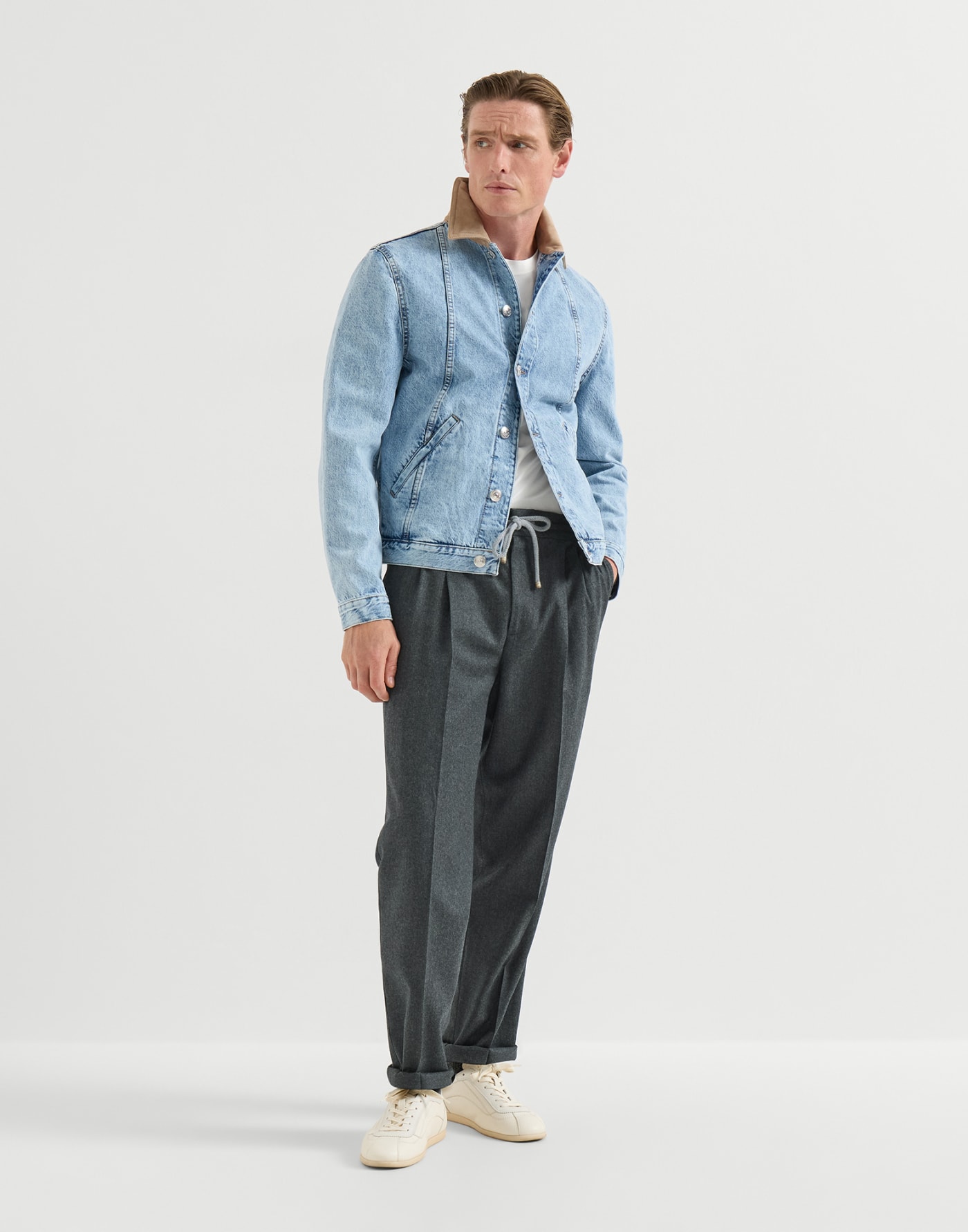 ロゴ入り ジャージー Tシャツ オフホワイト メンズ - Brunello Cucinelli