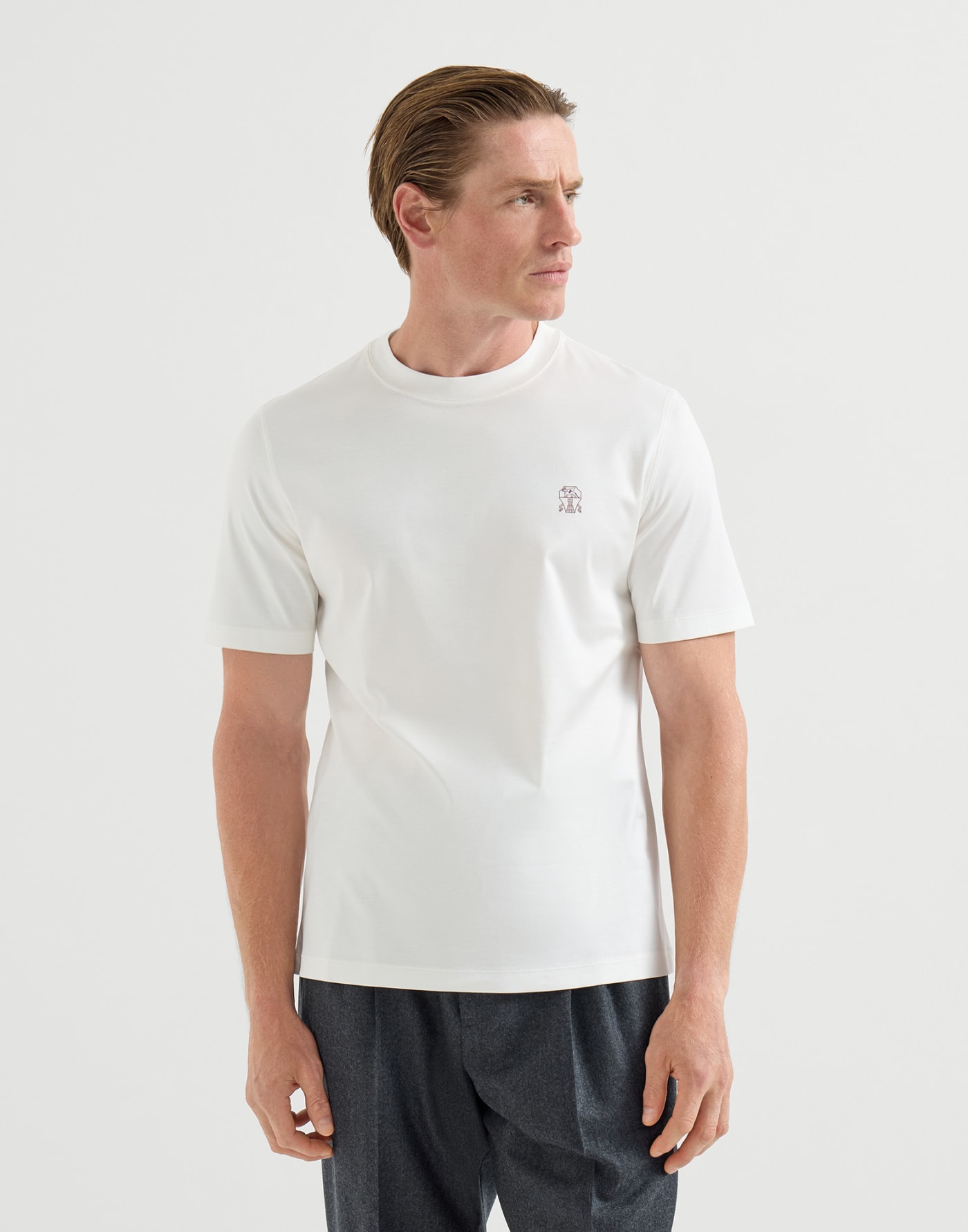 ロゴ入り ジャージー Tシャツ オフホワイト メンズ - Brunello Cucinelli