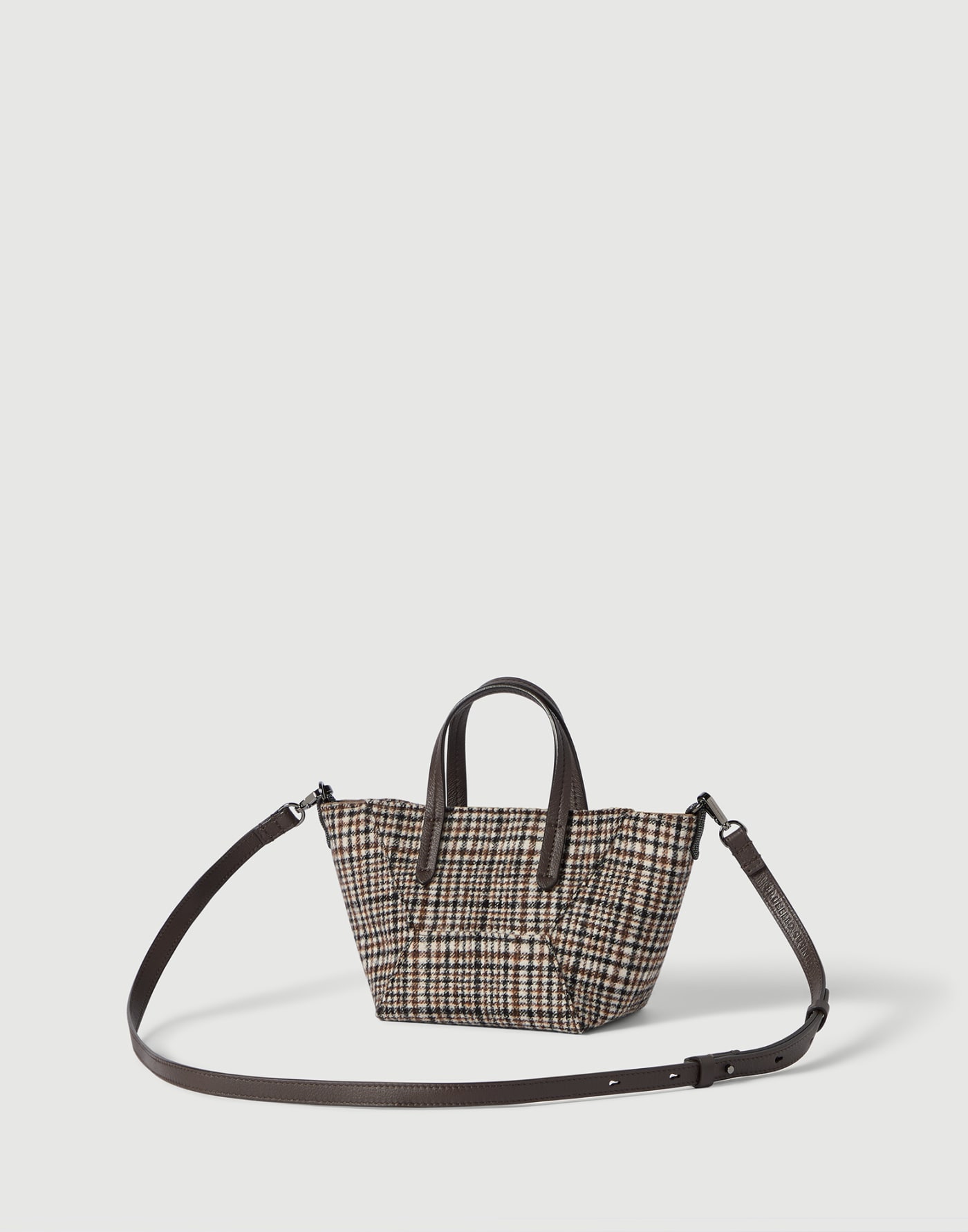 Borsa BC Duo mini Principe di Galles Marrone Donna - Brunello Cucinelli