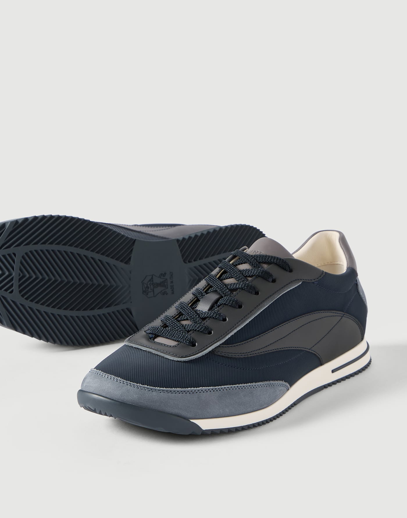 Fabric and nubuck sneakers Blue Man - Brunello Cucinelli
