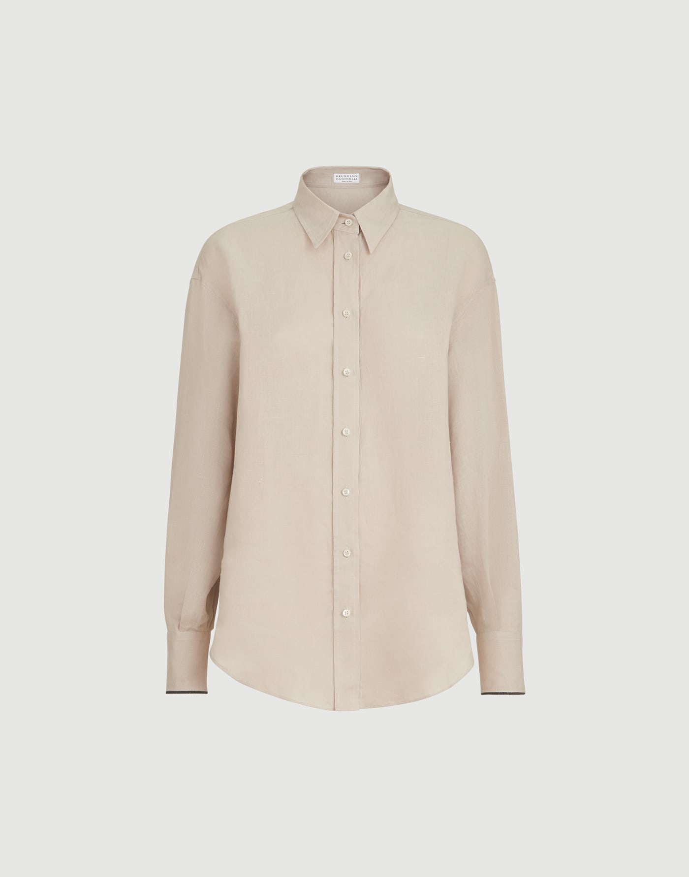 Linen shirt with monili Beige Woman - Brunello Cucinelli