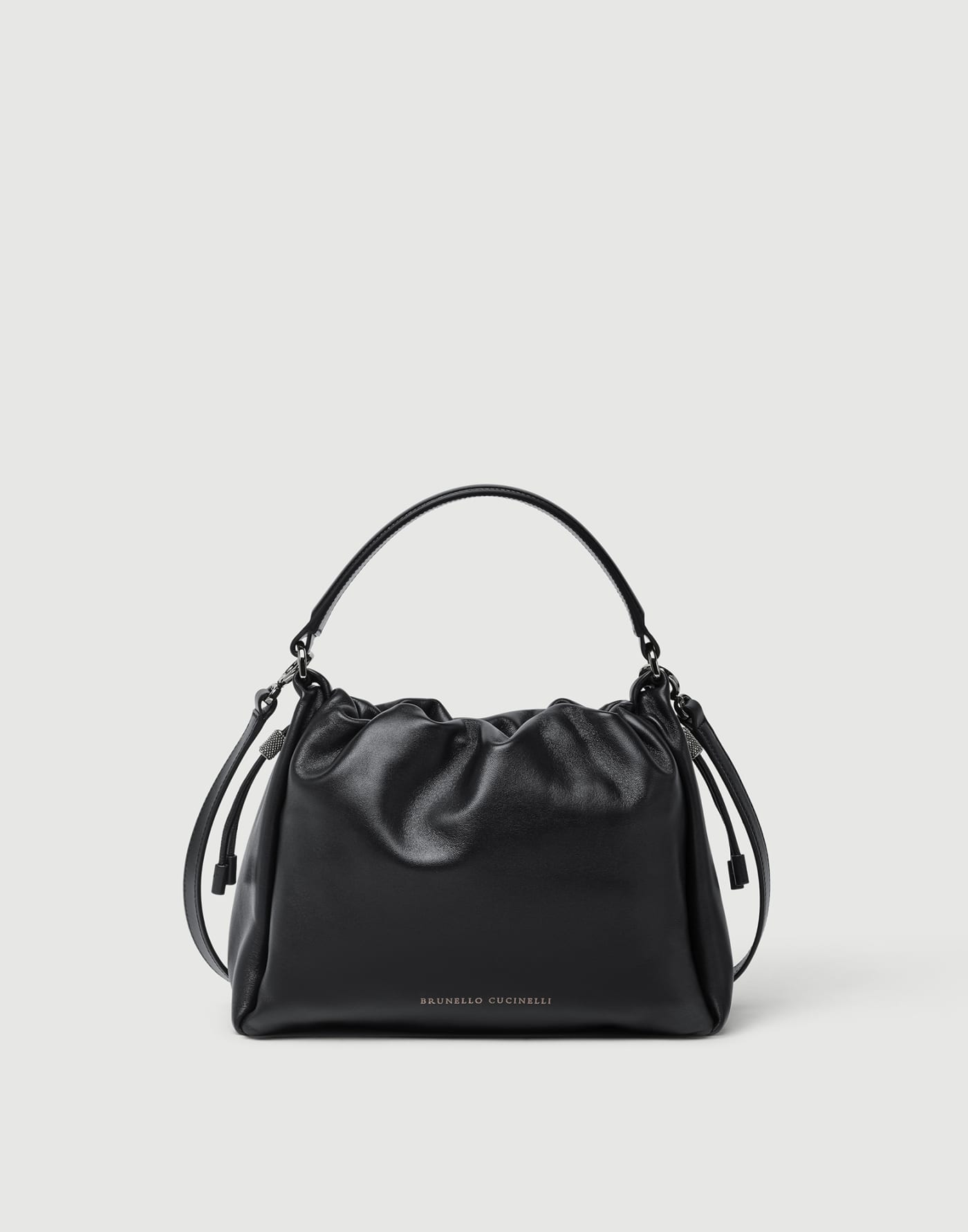 Small Soft Leather Mellow Bucket bag Black Woman - Brunello Cucinelli