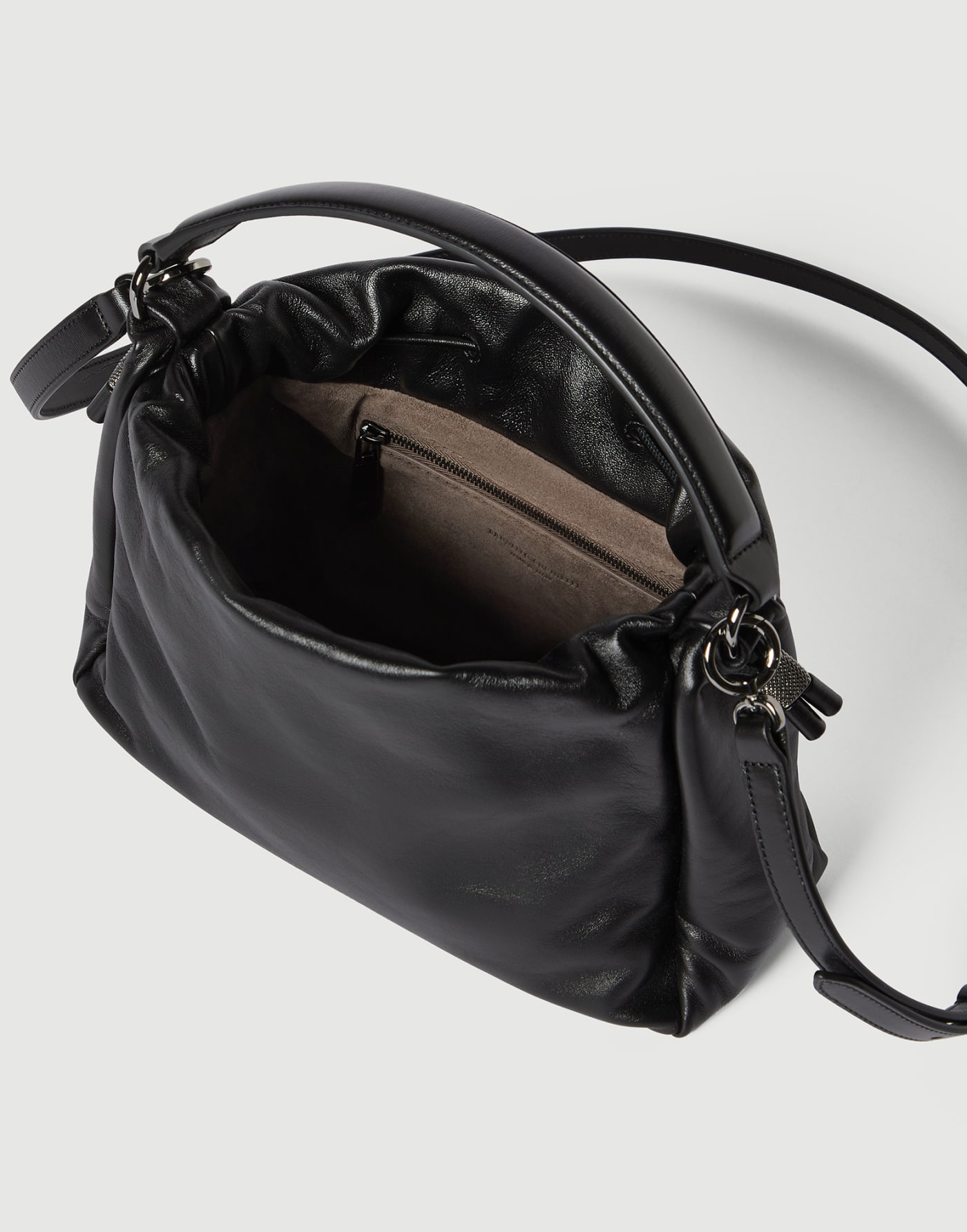 Small Soft Leather Mellow Bucket bag Black Woman - Brunello Cucinelli