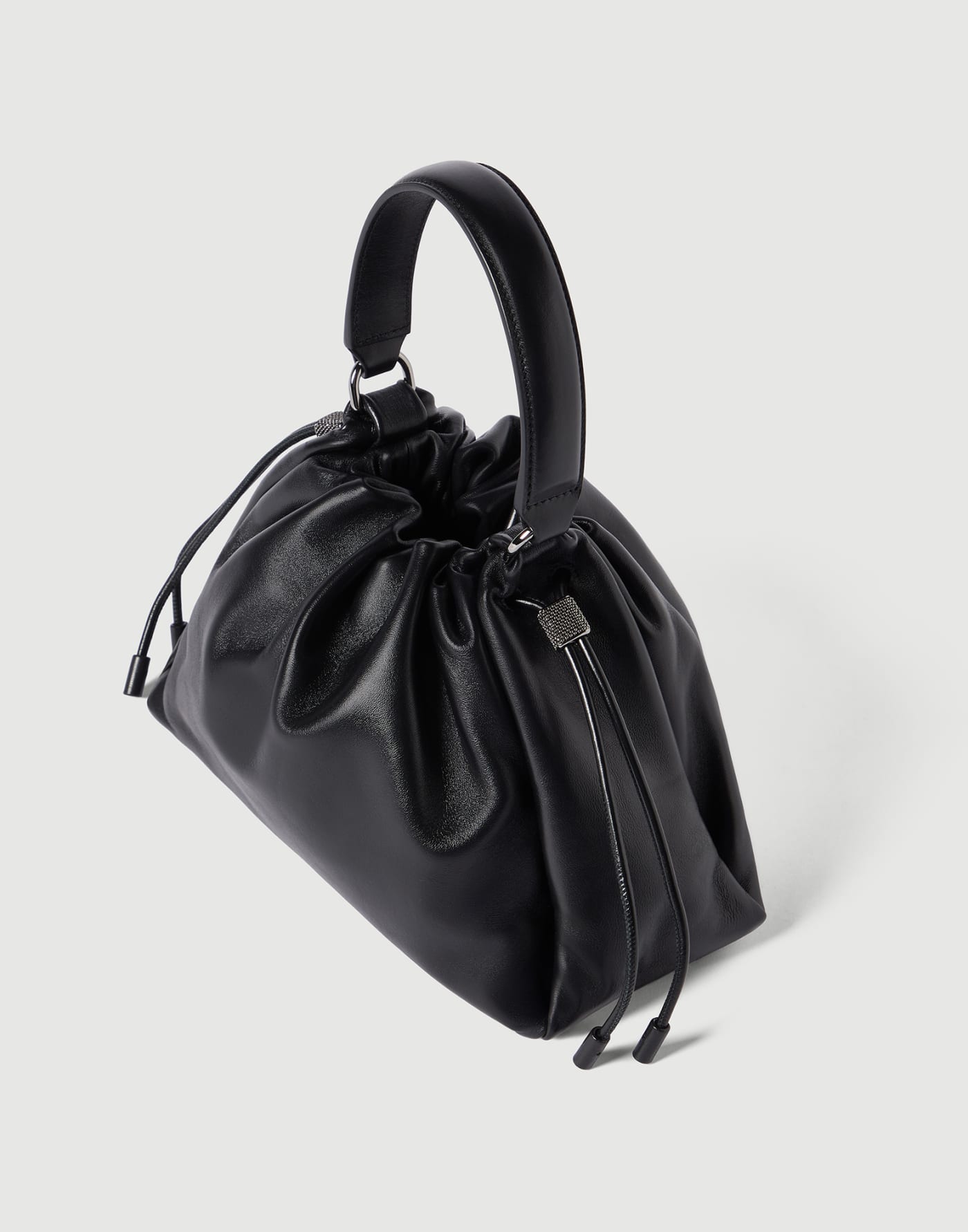 Small Soft Leather Mellow Bucket bag Black Woman - Brunello Cucinelli