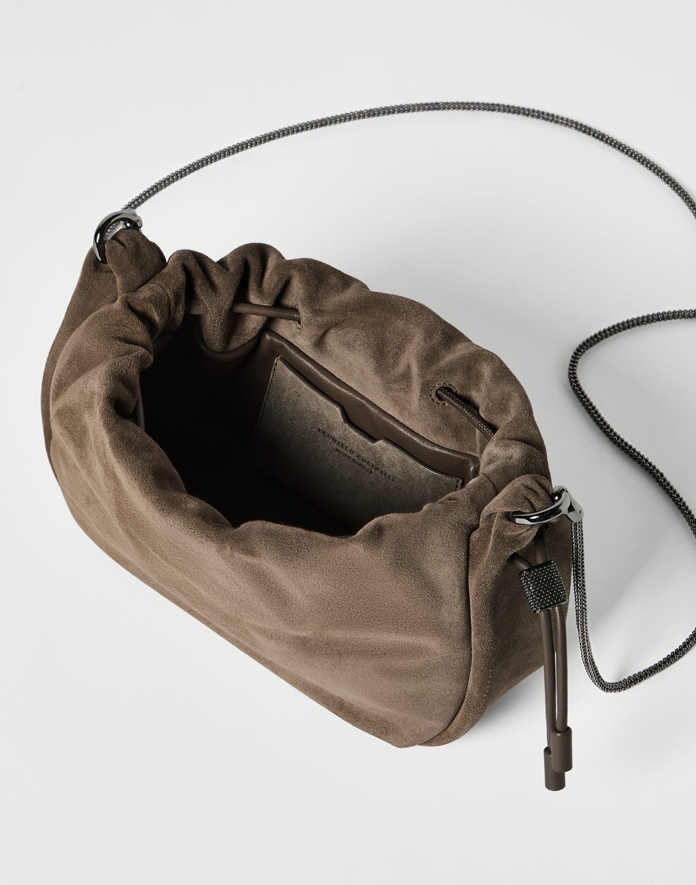 Suede mini Mellow Bucket bag Light Brown Woman - Brunello Cucinelli