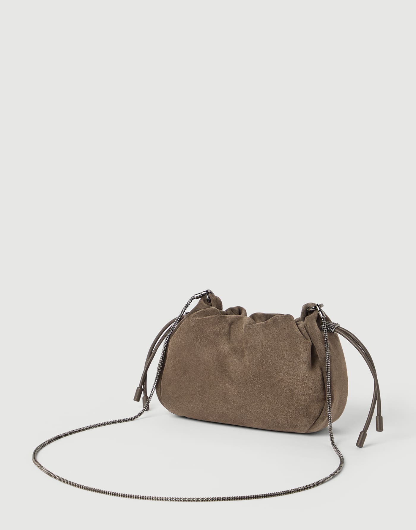 Suede mini Mellow Bucket bag Light Brown Woman - Brunello Cucinelli