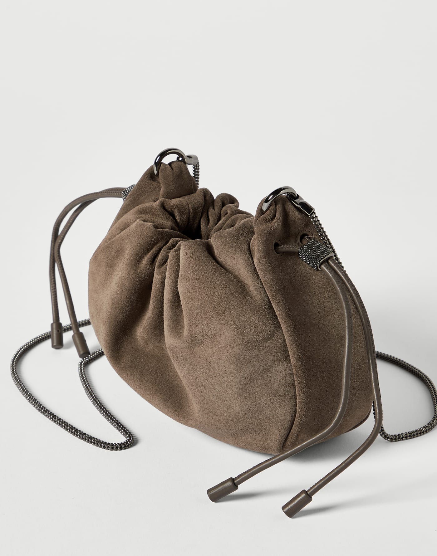 Suede mini Mellow Bucket bag Light Brown Woman - Brunello Cucinelli