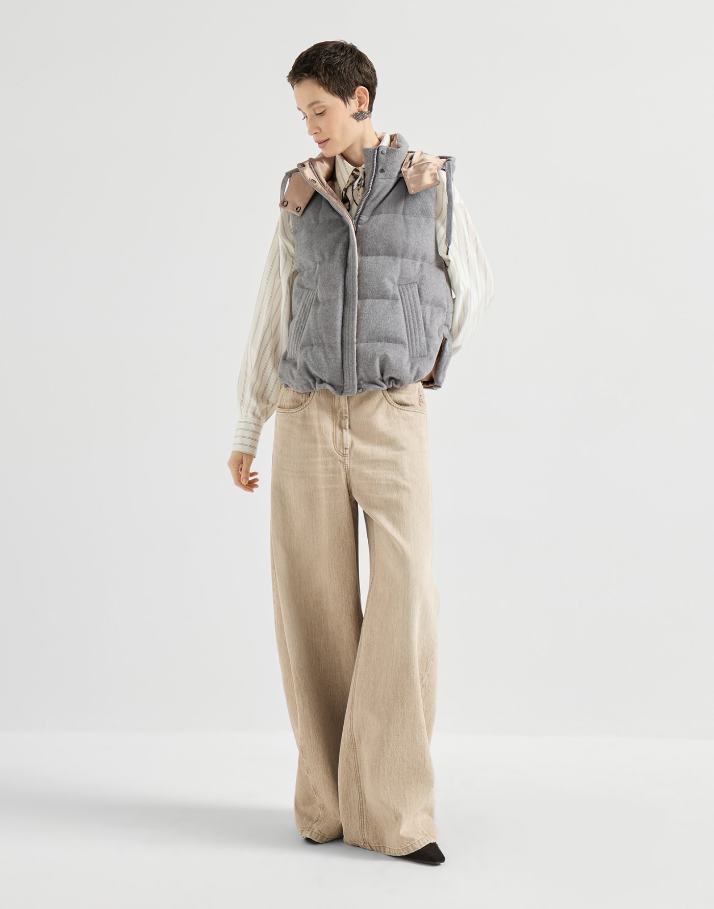 Piumino senza maniche reversibile Grigio Donna - Brunello Cucinelli