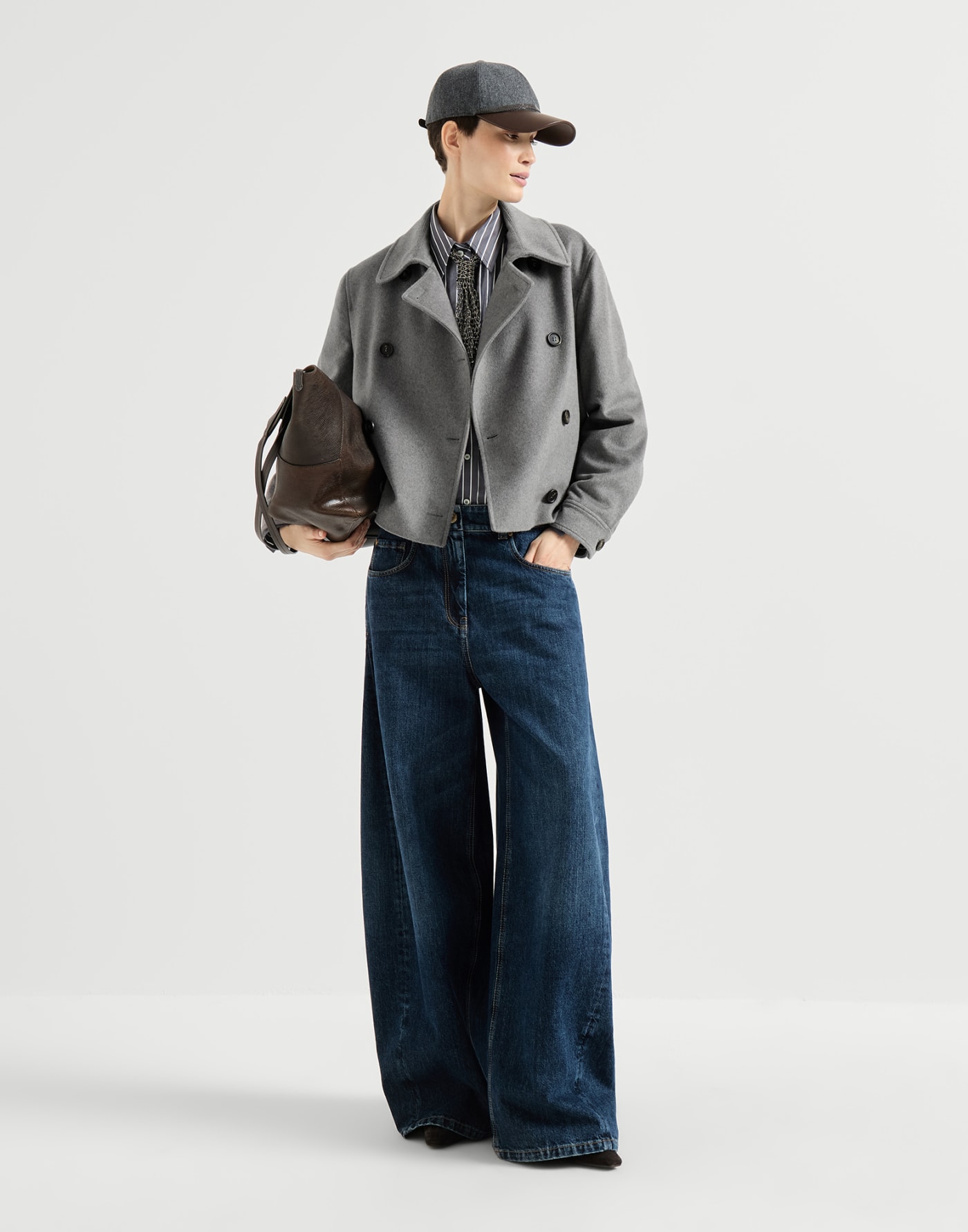 Outerwear in beaver di vicuña Grigio Donna - Brunello Cucinelli