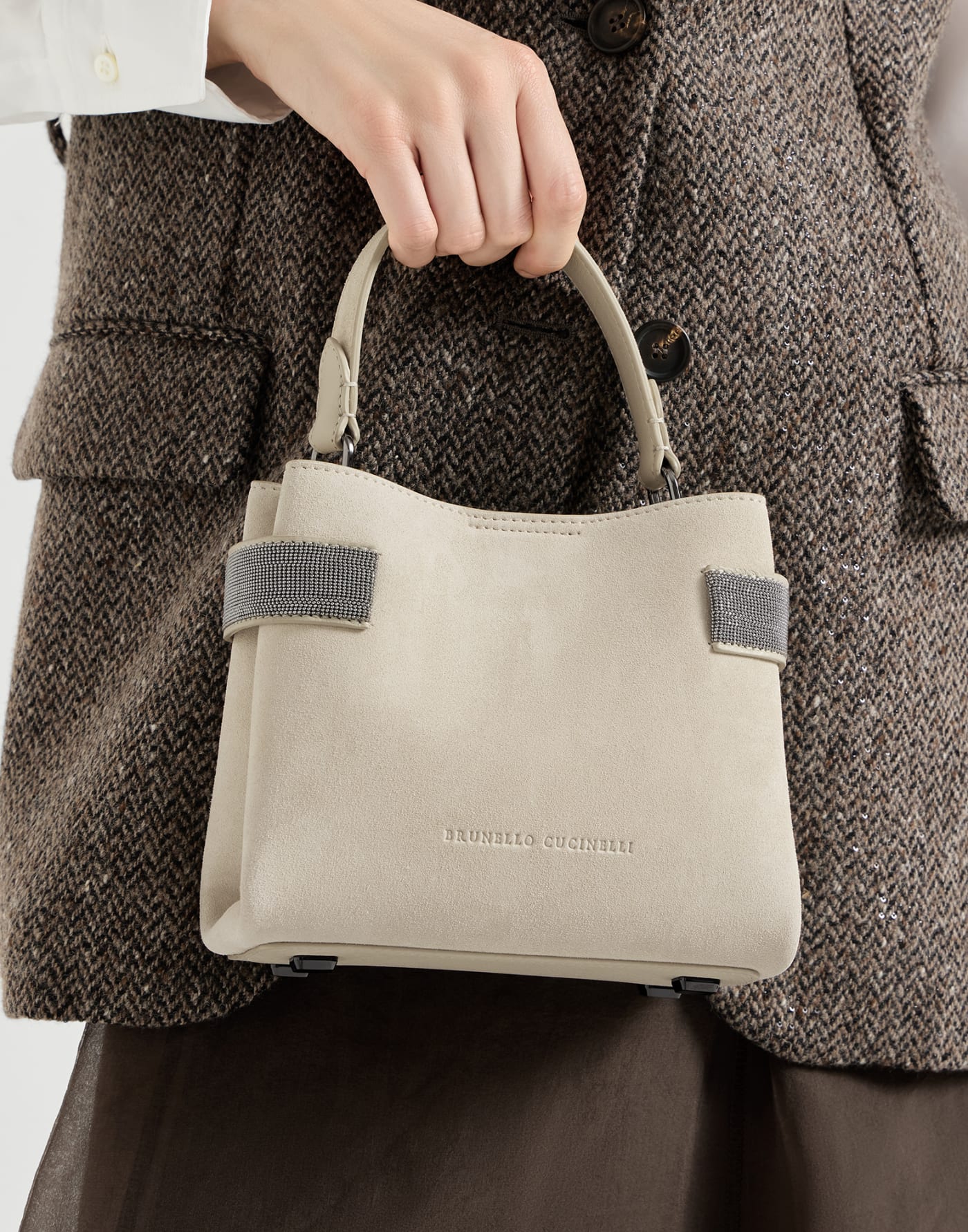 Small Top-Handle Essence bag Ivory Woman - Brunello Cucinelli