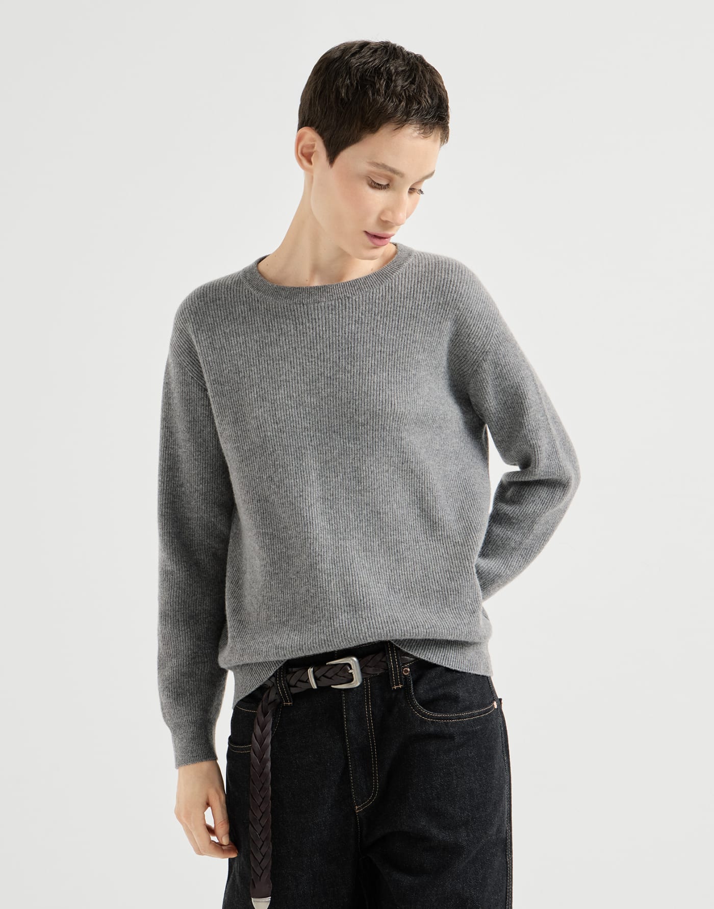 Maglia in cashmere e vicuña Grigio Donna - Brunello Cucinelli