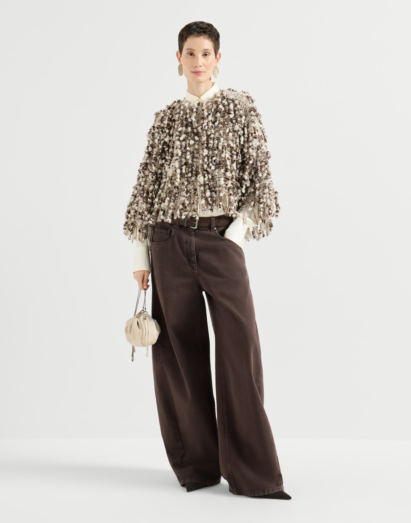 Stretch silk satin shirt White Woman - Brunello Cucinelli