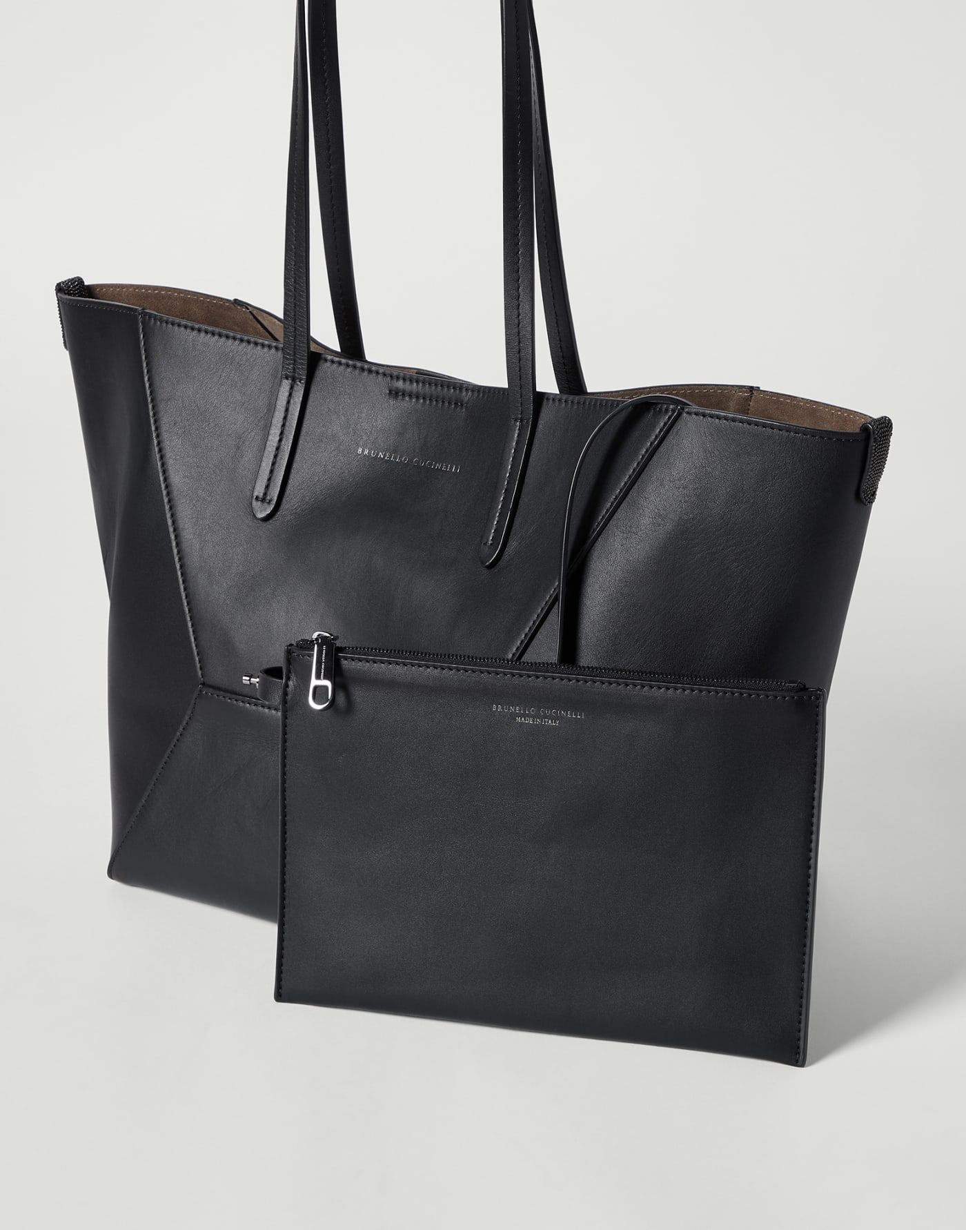 BC Duo small bag in calfskin with monili Black Woman - Brunello Cucinelli