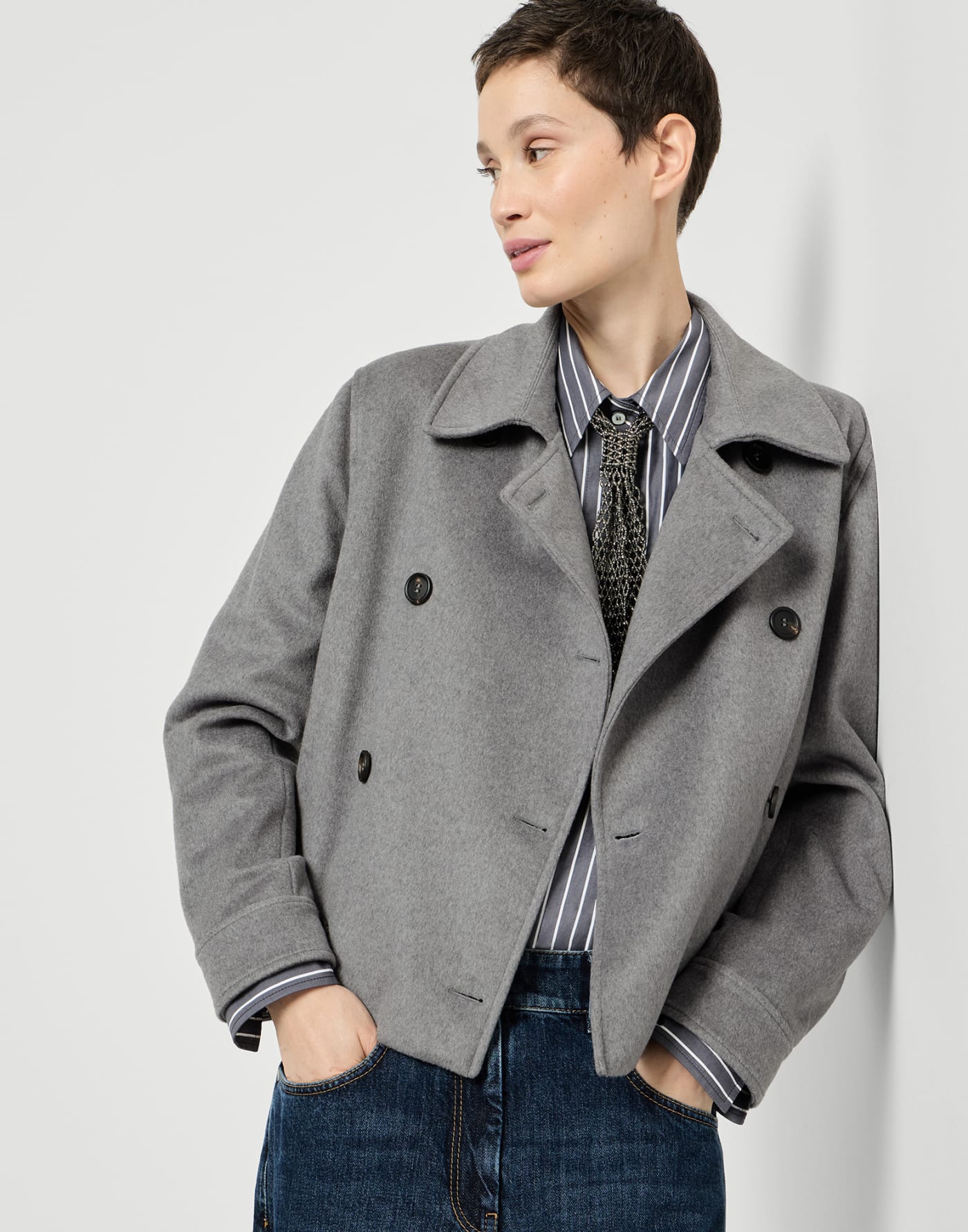 Outerwear in beaver di vicuña Grigio Donna - Brunello Cucinelli