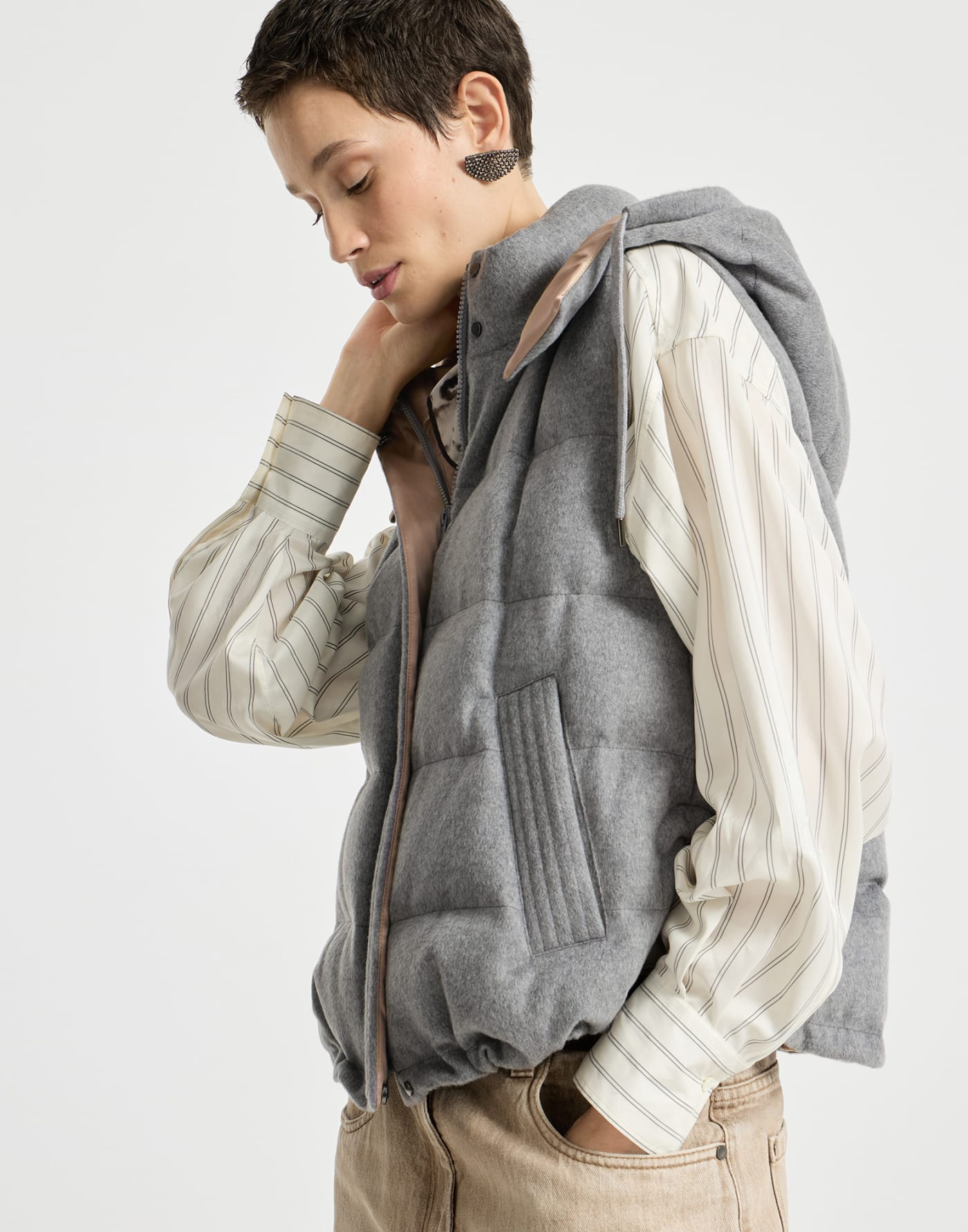 Piumino senza maniche reversibile Grigio Donna - Brunello Cucinelli
