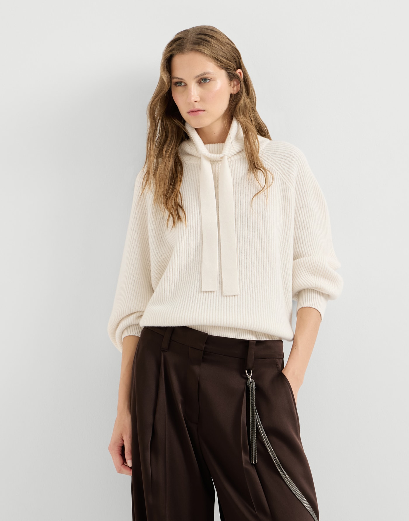 Pull en cachemire en côtes anglaises Beurre Femme - Brunello Cucinelli