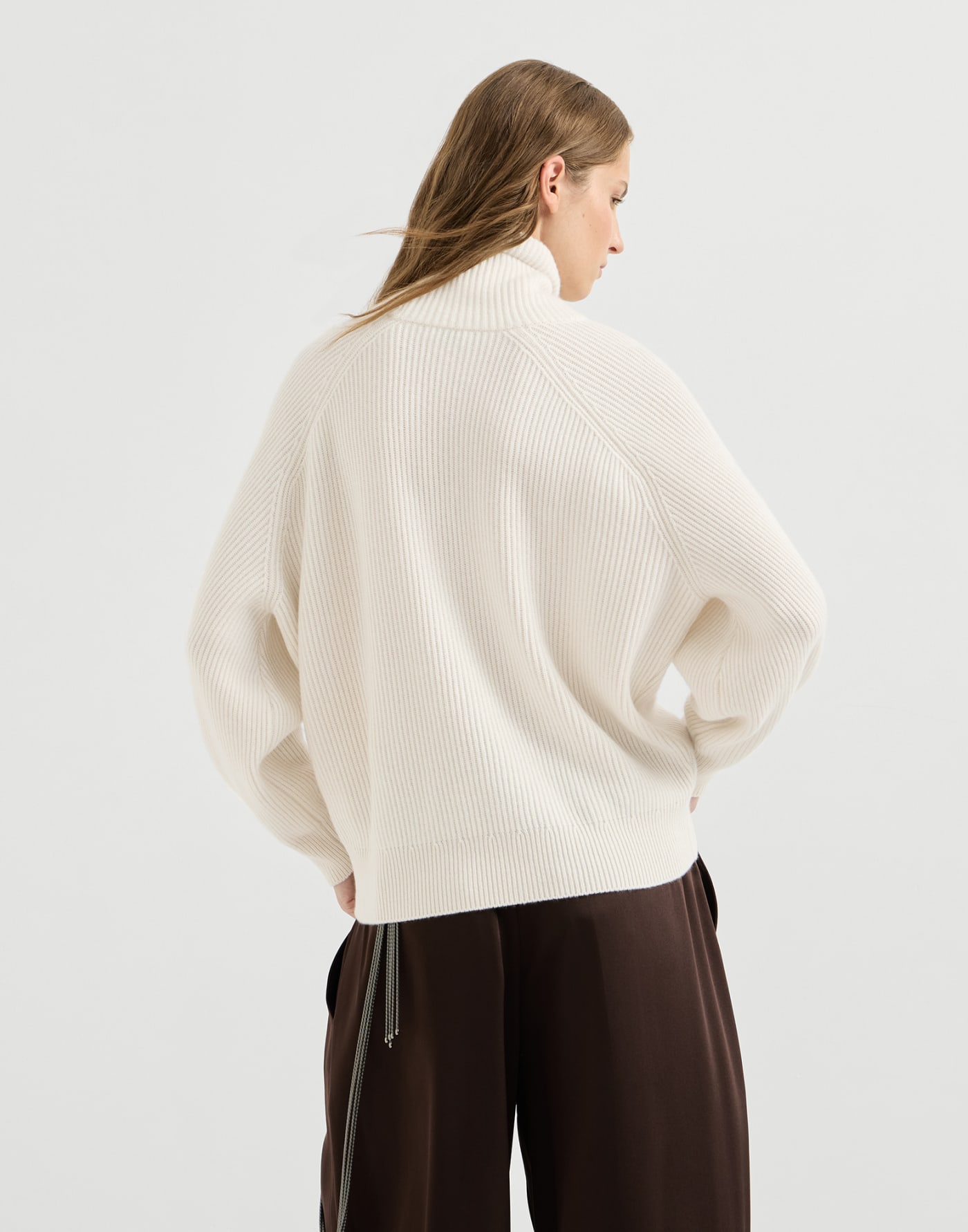 Pull en cachemire en côtes anglaises Beurre Femme - Brunello Cucinelli