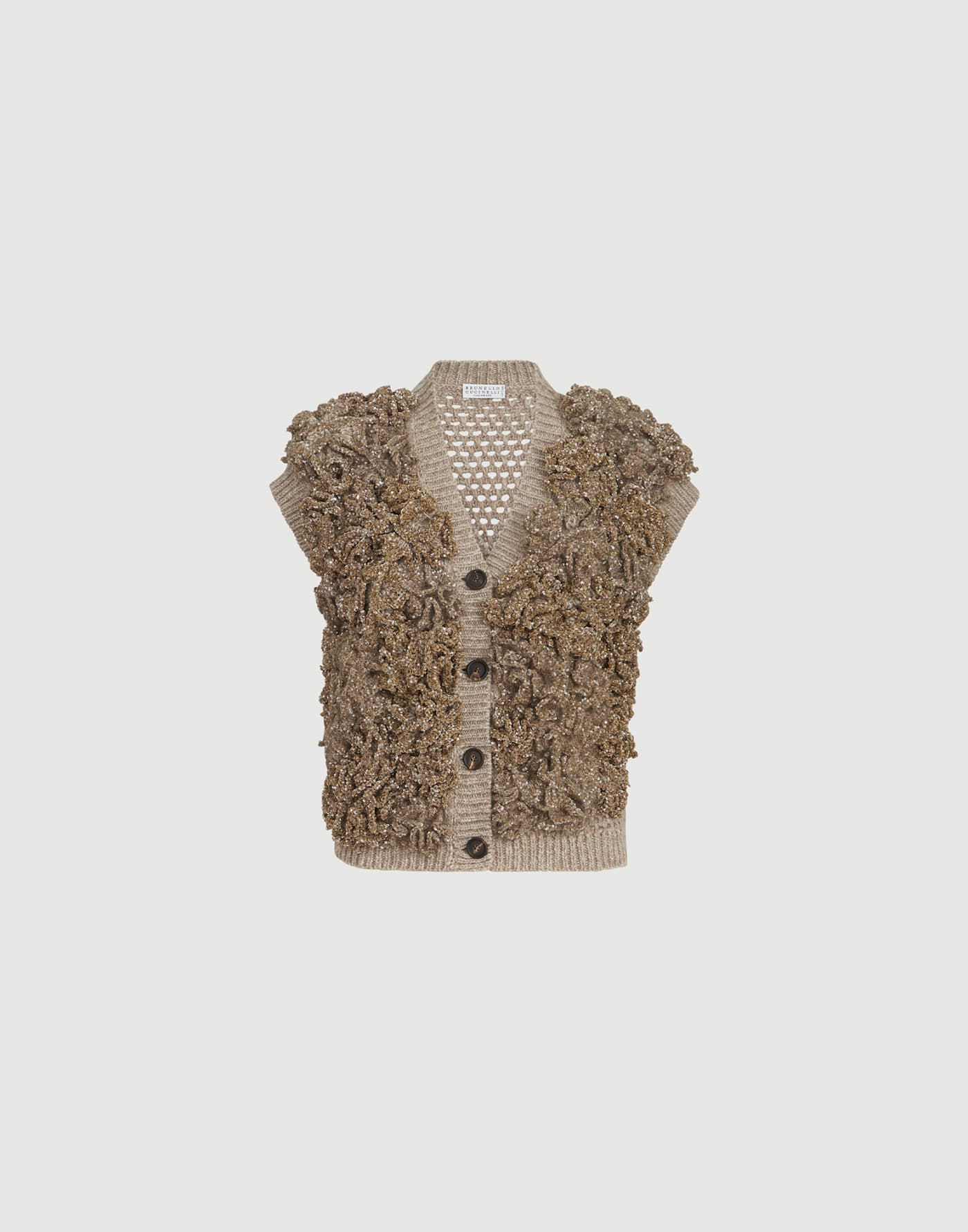 Dazzling blossom OPERA vest Light Brown Woman - Brunello Cucinelli