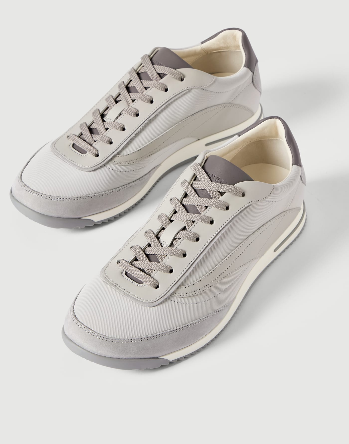 Fabric and nubuck sneakers Light Grey Man - Brunello Cucinelli