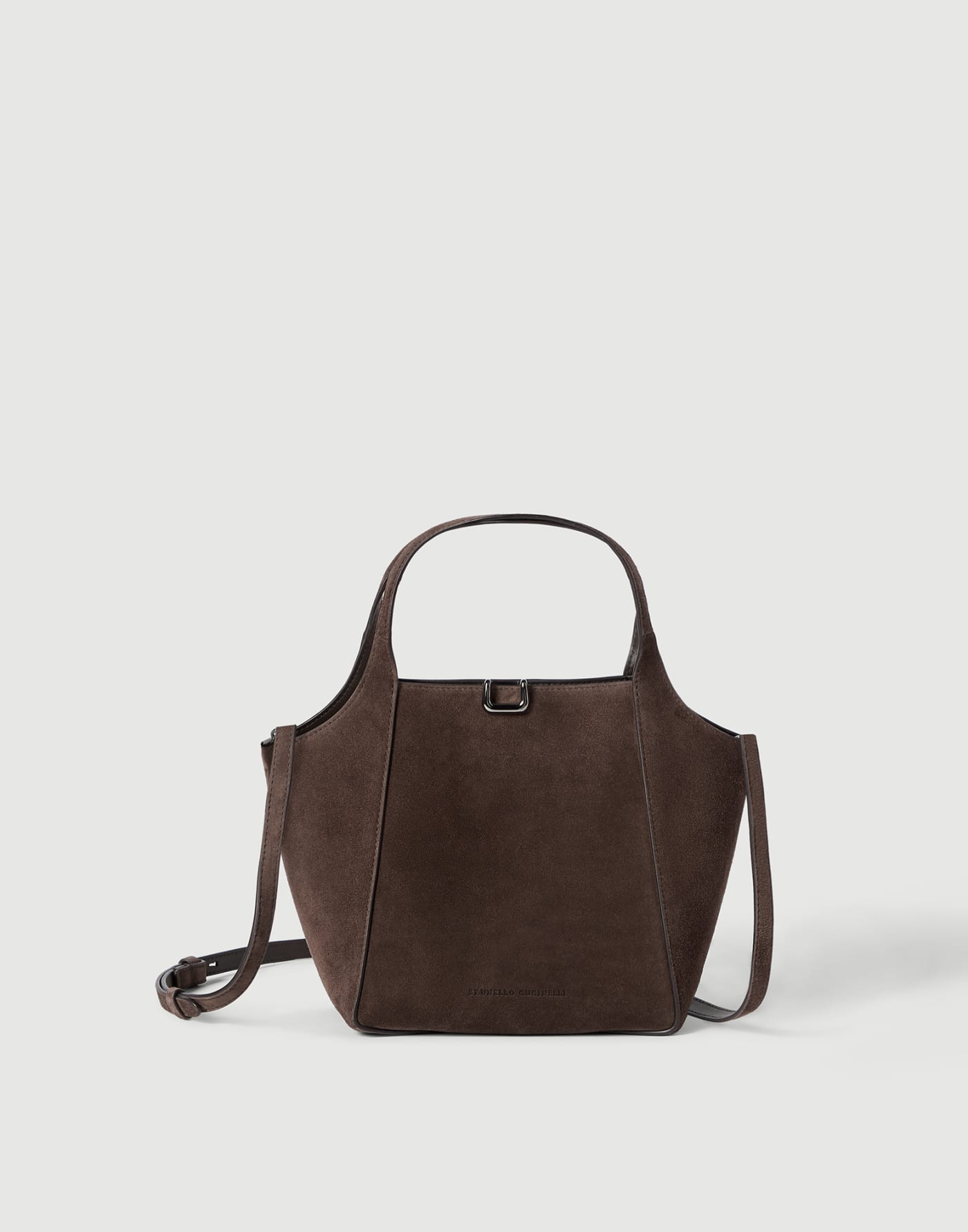 Sartorial small bucket bag in suede Espresso Woman - Brunello Cucinelli