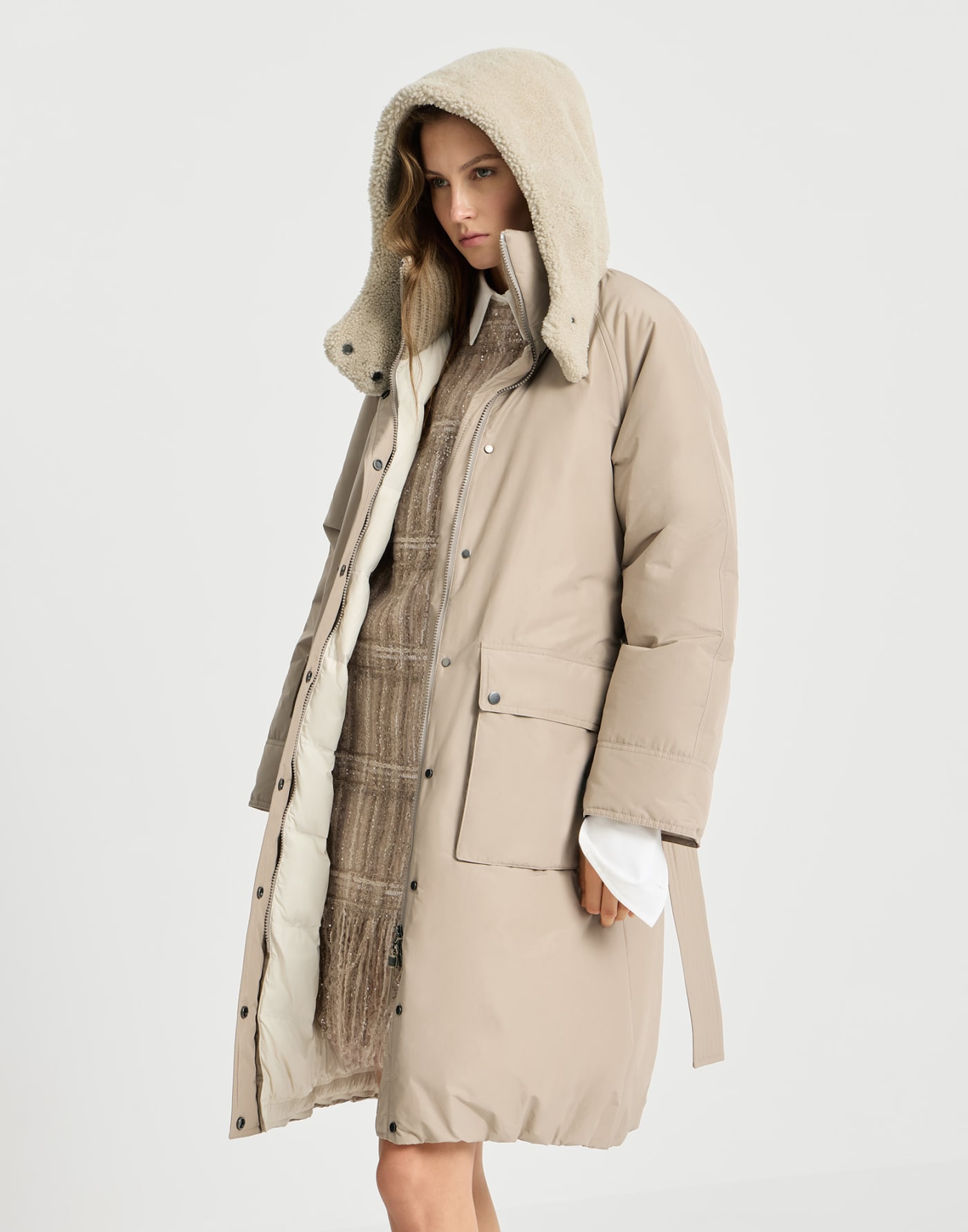 Doudoune en taffetas Beige Femme - Brunello Cucinelli