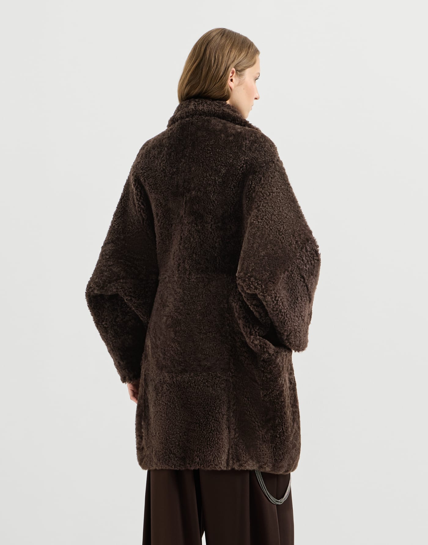 Fuzzy shearling outerwear jacket Brown Woman - Brunello Cucinelli