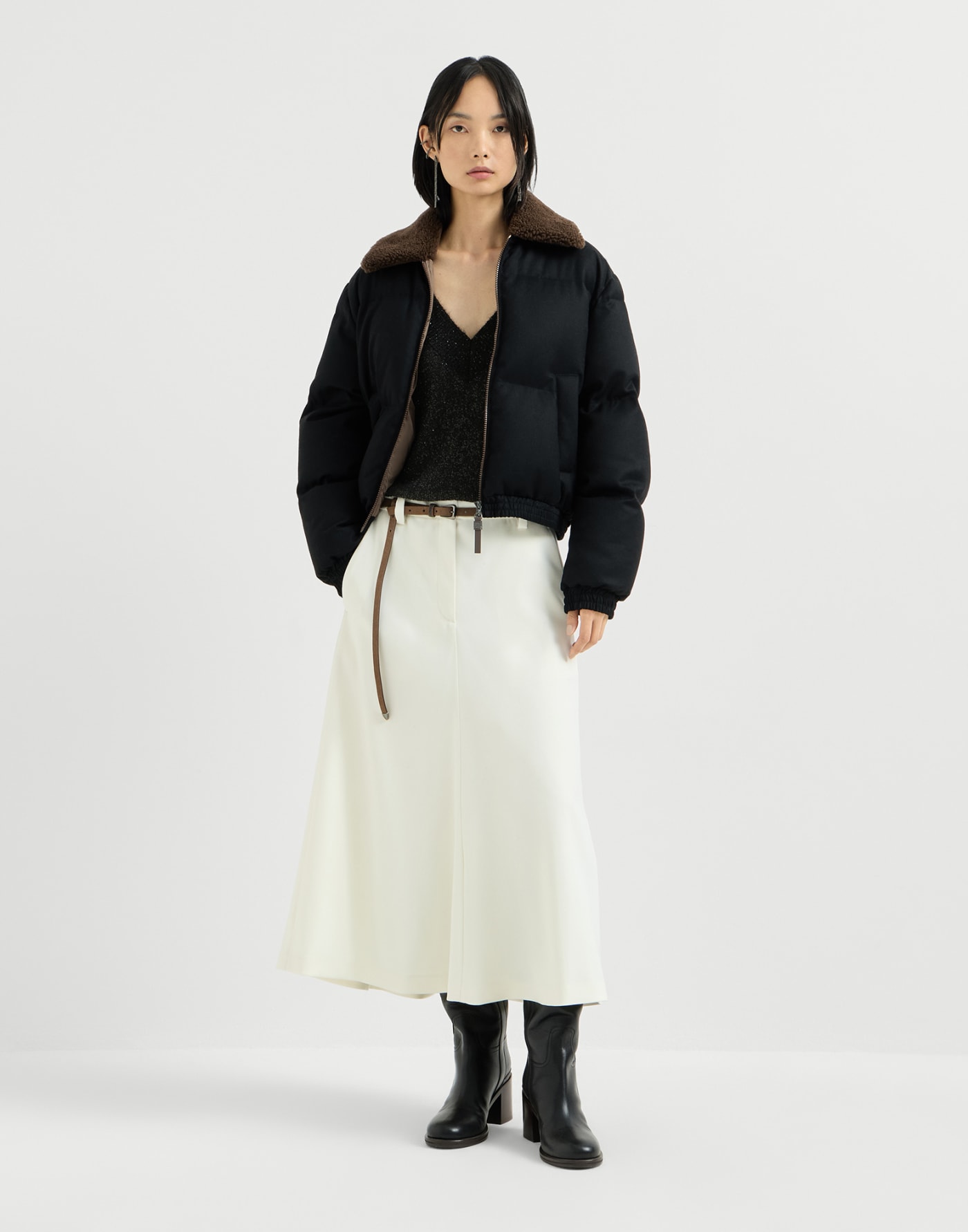 Mohair and wool dazzling texture sweater Black Woman - Brunello Cucinelli