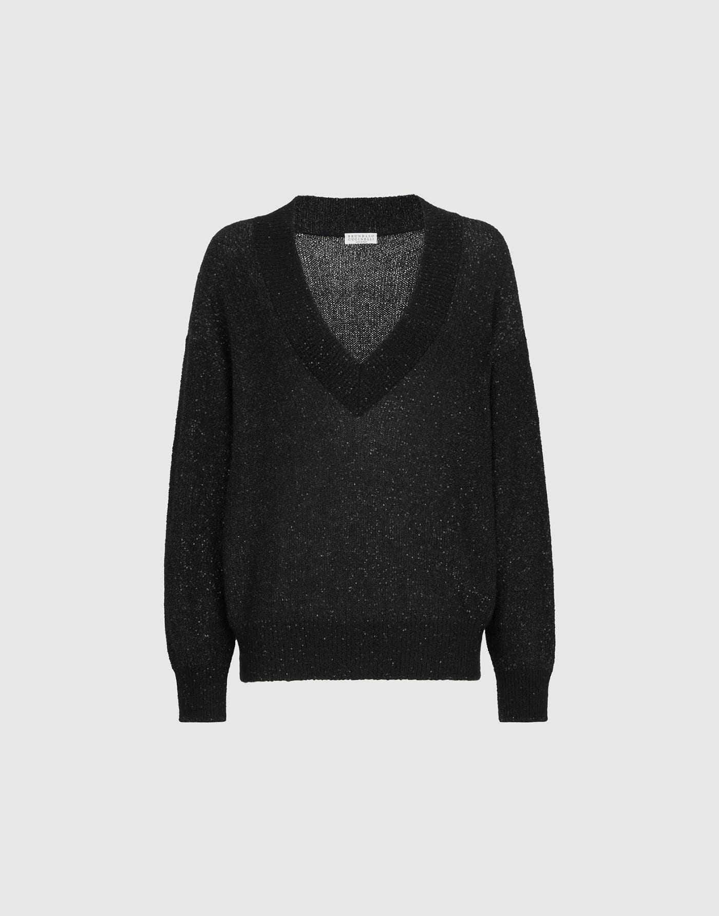 Mohair and wool dazzling texture sweater Black Woman - Brunello Cucinelli