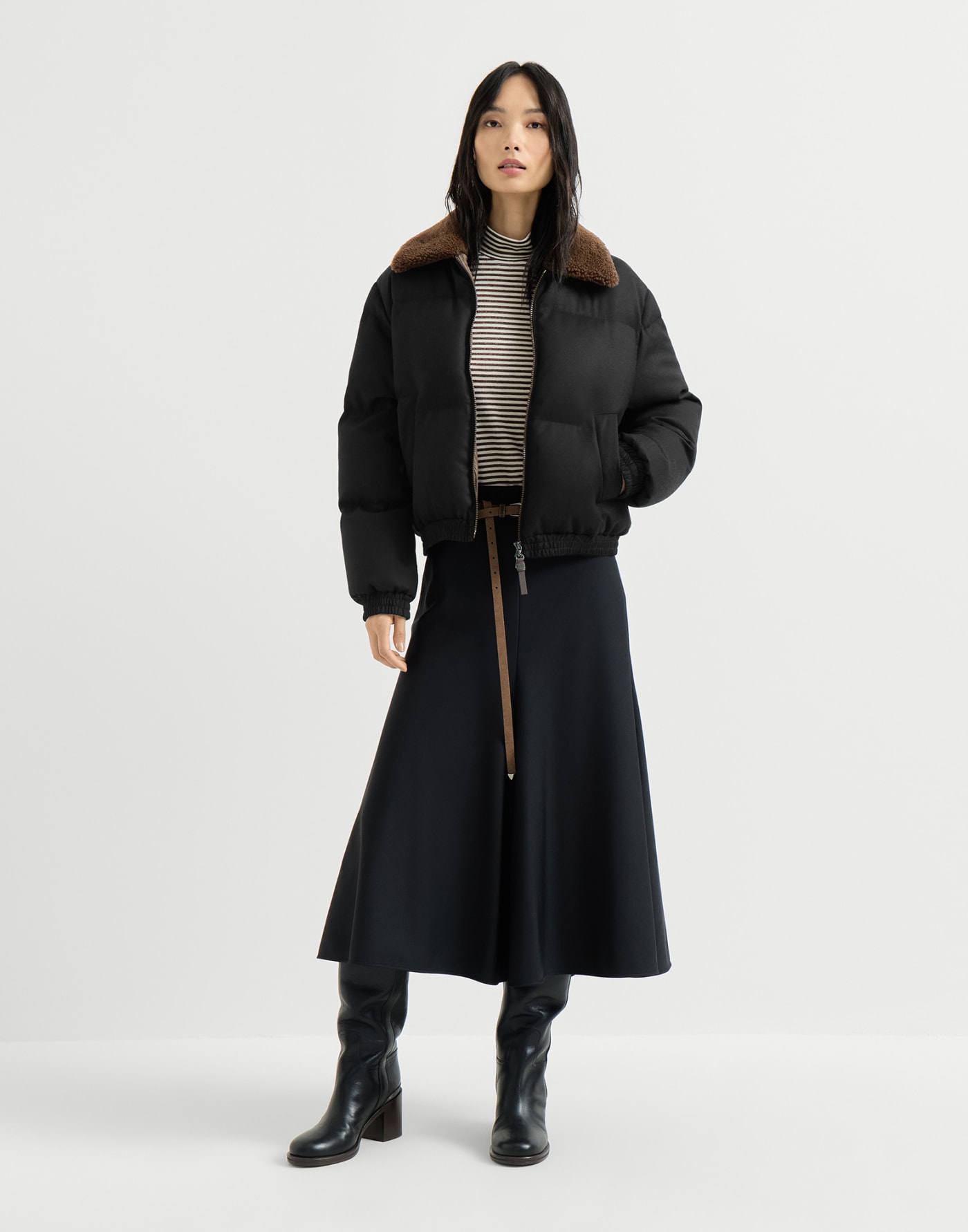 Down jacket with shearling collar Black Woman - Brunello Cucinelli